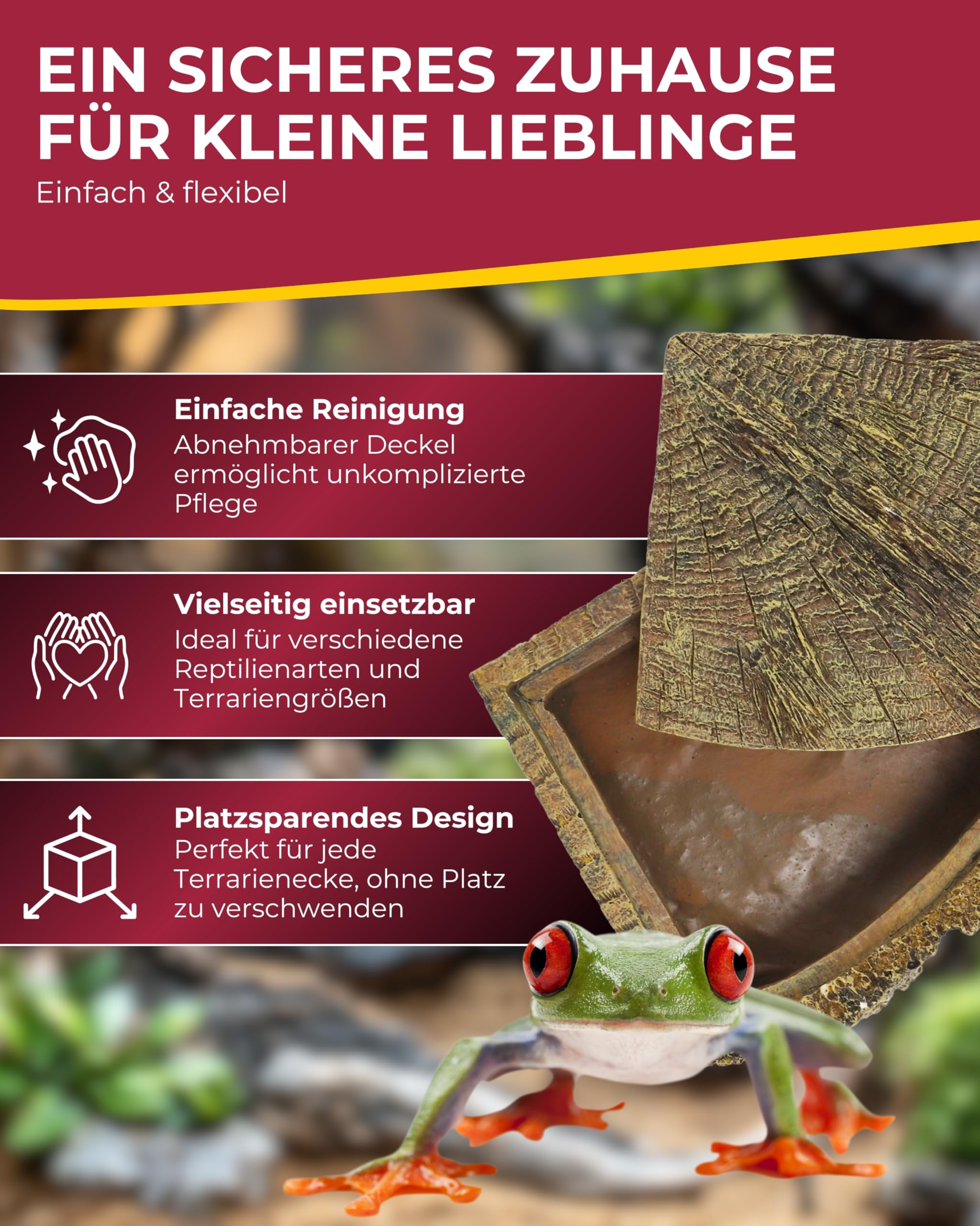 HOBBY Terraristik Eckhöhle Bark 21 x 15 x 11 cm Versteckmöglichkeit für Reptilien Amphibien