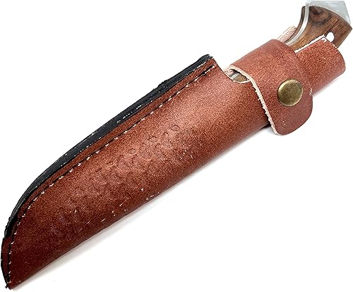 Miniatura 7 de Cuchillo Bushcraft hecho a mano con hoja de acero alemán 4116 inoxidable de 4.25 pulgadas, funda de cuero auténtico, mango de nogal de espiga