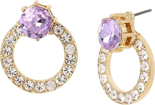 Jessica Simpson Pendientes de piedra delantera trasera,AMATISTA LUZ,374980GLD500, Metal no precioso., No es una piedra preciosa
