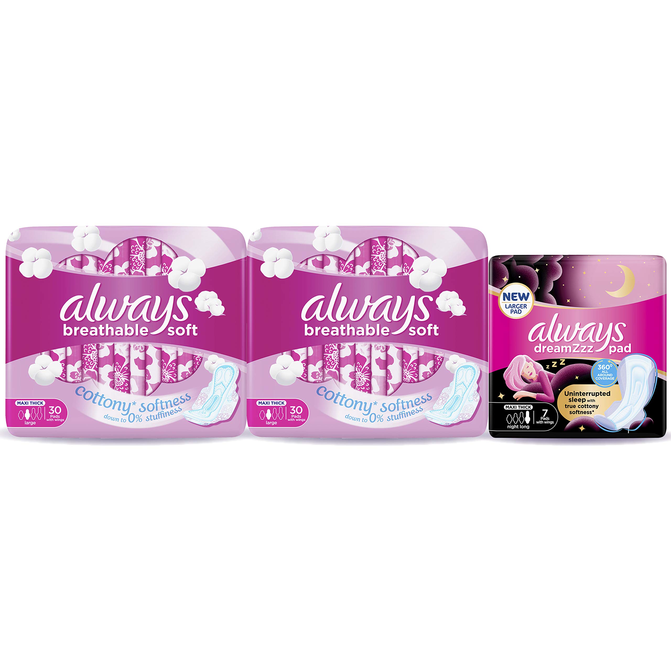 Always Breathable Soft double pack with Cotton Soft Dreamzz Thick sanitary pad
