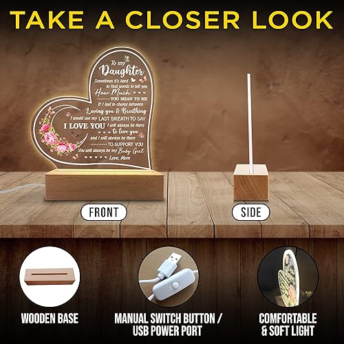 Miniatura 6 de Regalos para Hija Luz Nocturna de Acrílico - Regalos Sentimentales para Hija - Cumpleaños, Graduación, Boda