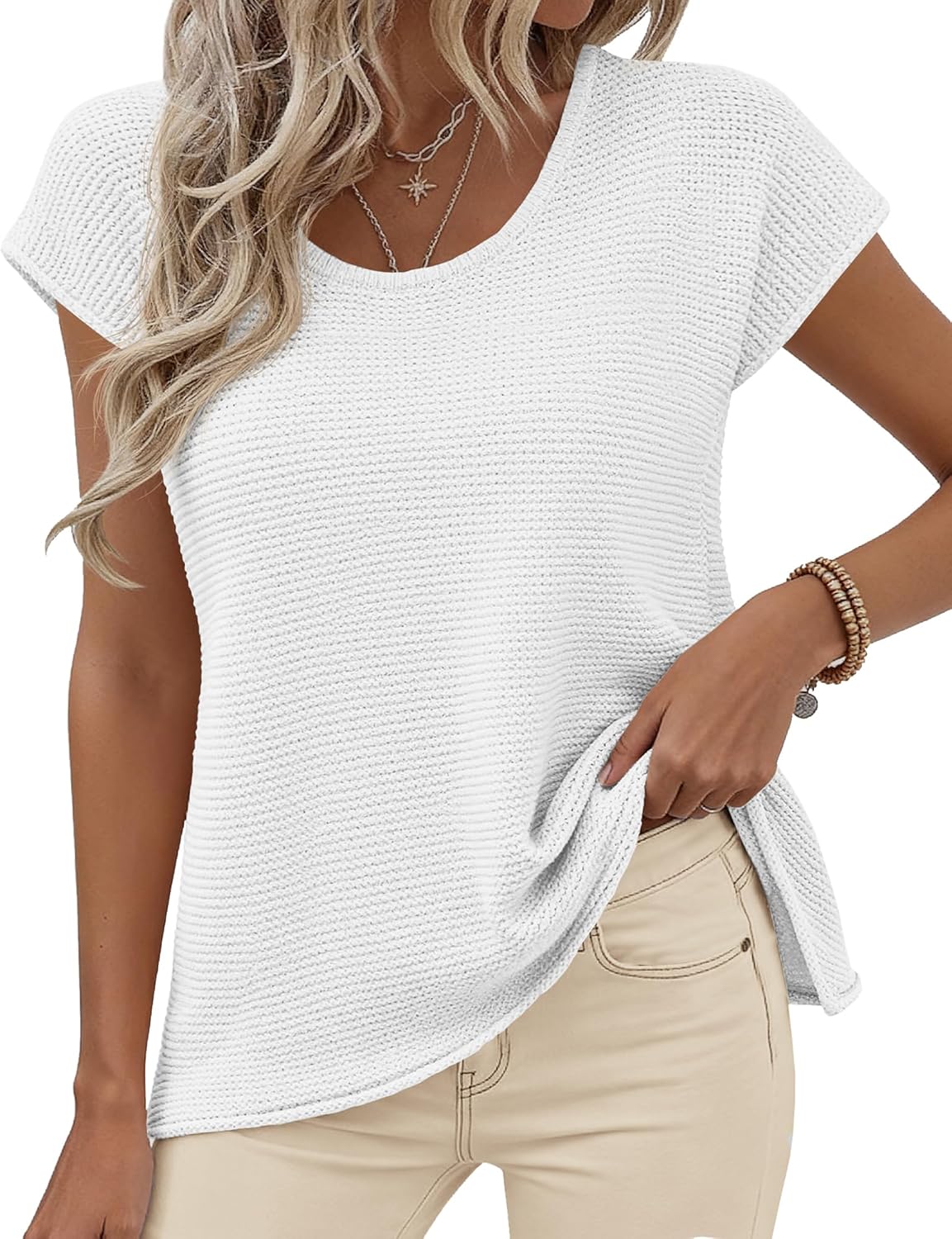 BTFBM Sweater Vest Women 2026 Spring Summer Cap Sleeve Crew Neck Casual Loose Business Tops Western Vacation Outfits