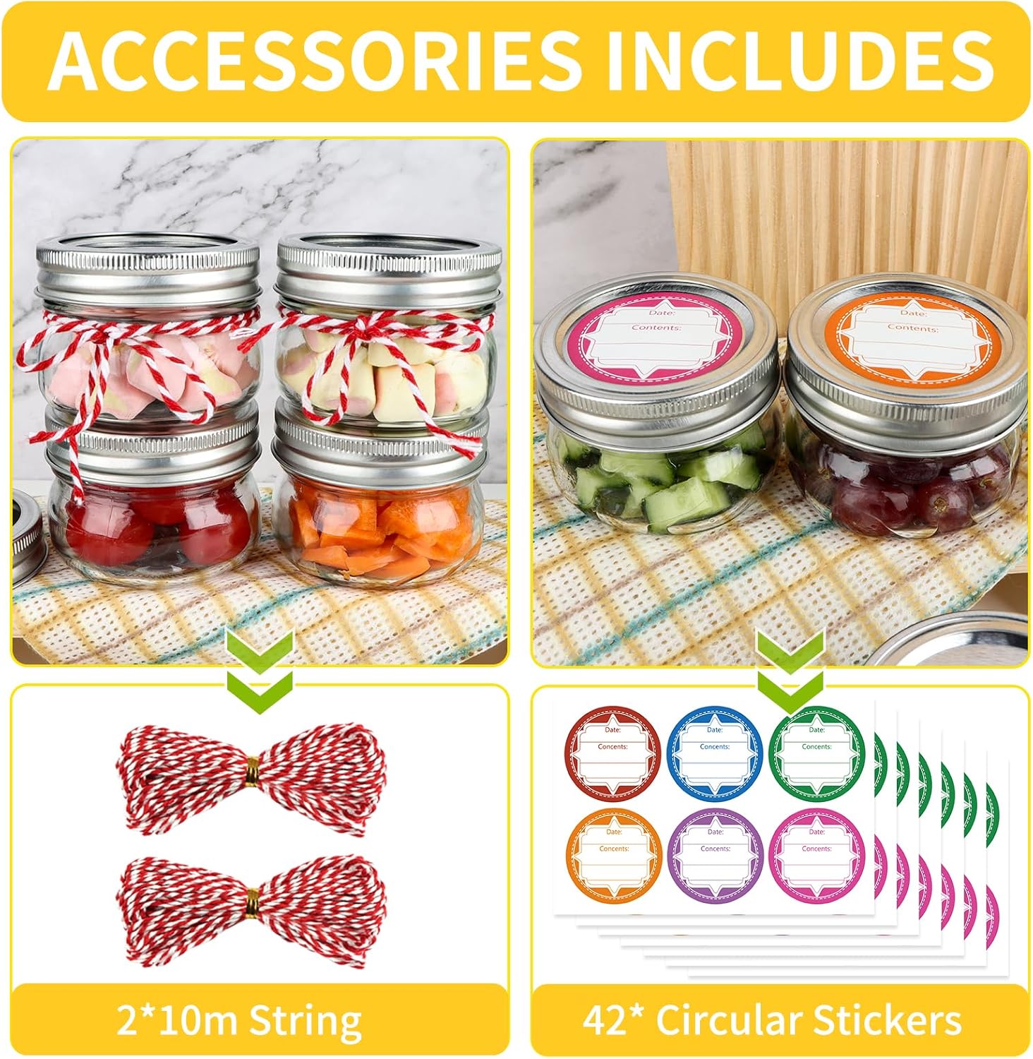 40 Pack 4 oz Mason Jars with Regular Lids and Bands, Small Canning Jars, Mini Glass Jars for Honey Jelly Jam Crafts