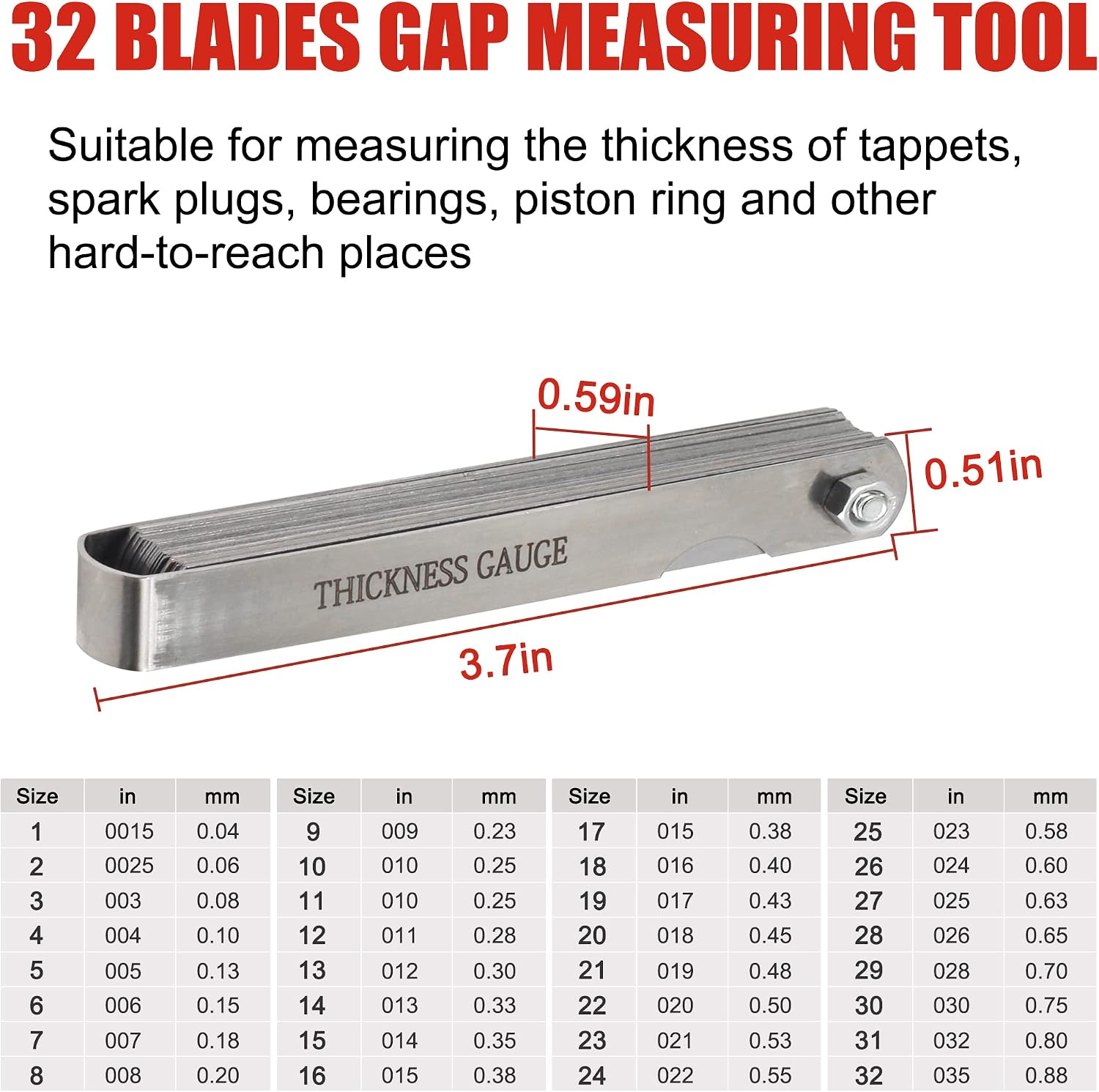 Universal Spark Plug Gap Tool with Feeler,Gauge Plug Gapper for rj19lm 10mm 12mm 14mm 16mm,Spark Plug Feeler Gauge Gapping Adjustment Tool Red