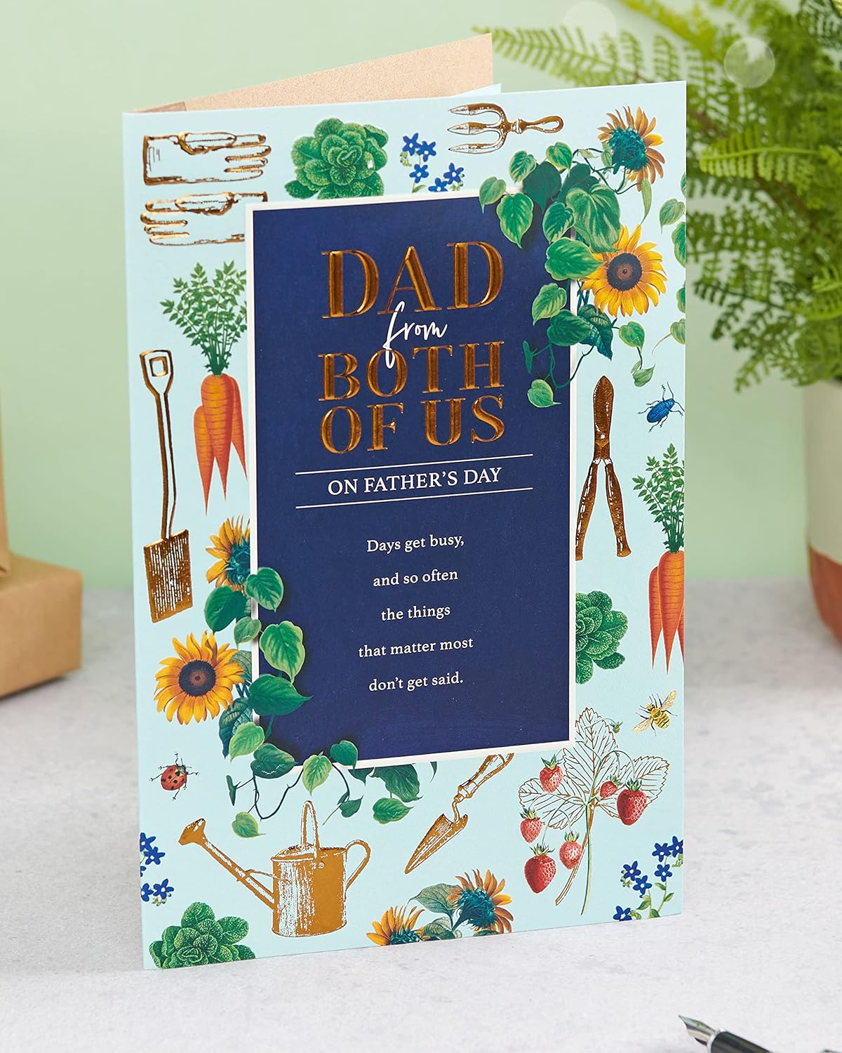 UK Greetings Father's Day Card For Dad From Both Of Us With Envelope - Gardening Themed Design