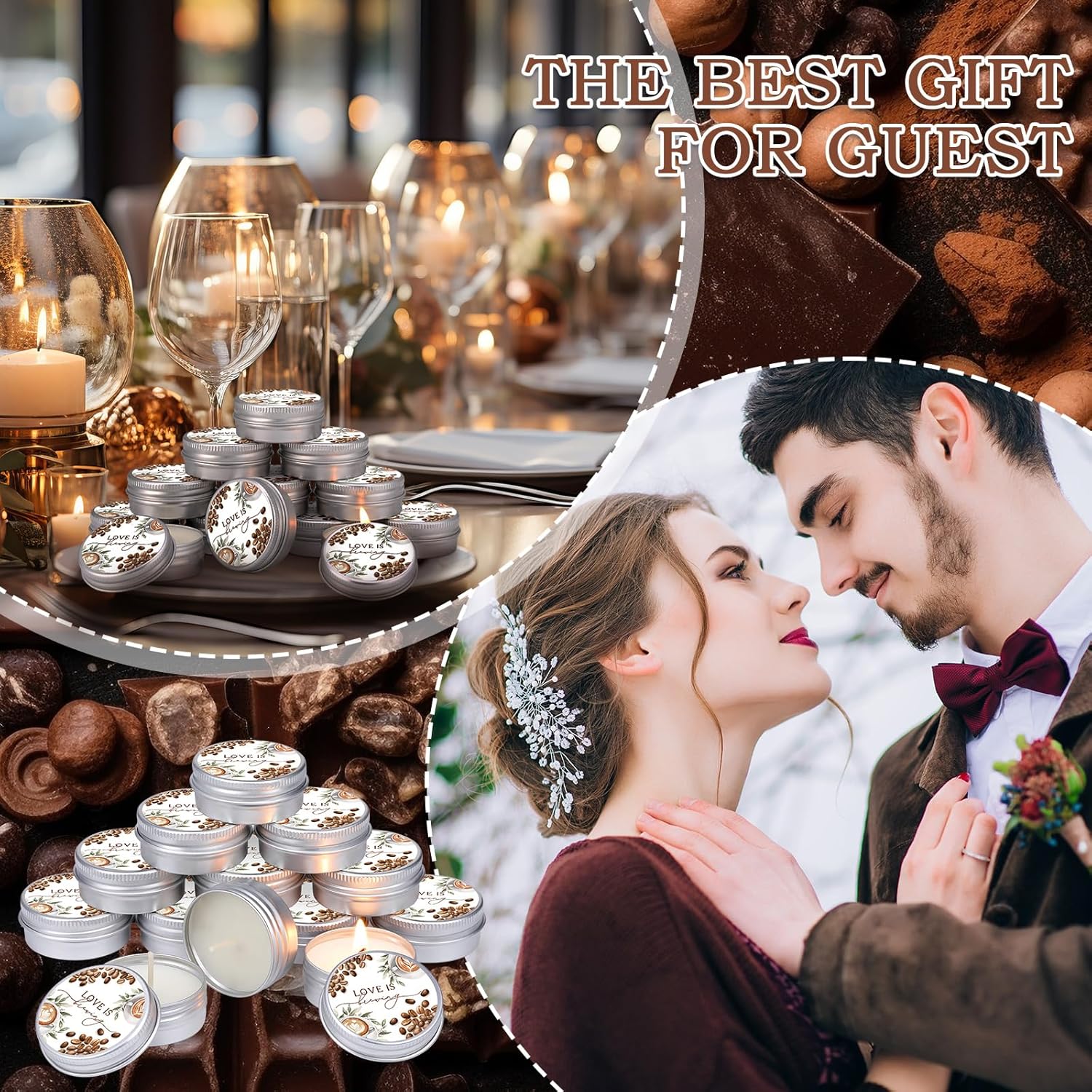 MTLEE 50 Pcs Love is Brewing Bridal Shower Candles Gift Favors for Guests 1 oz Lavender Scented Soy Wax Aromatherapy Coffee Candle Favors for Wedding Party Guests