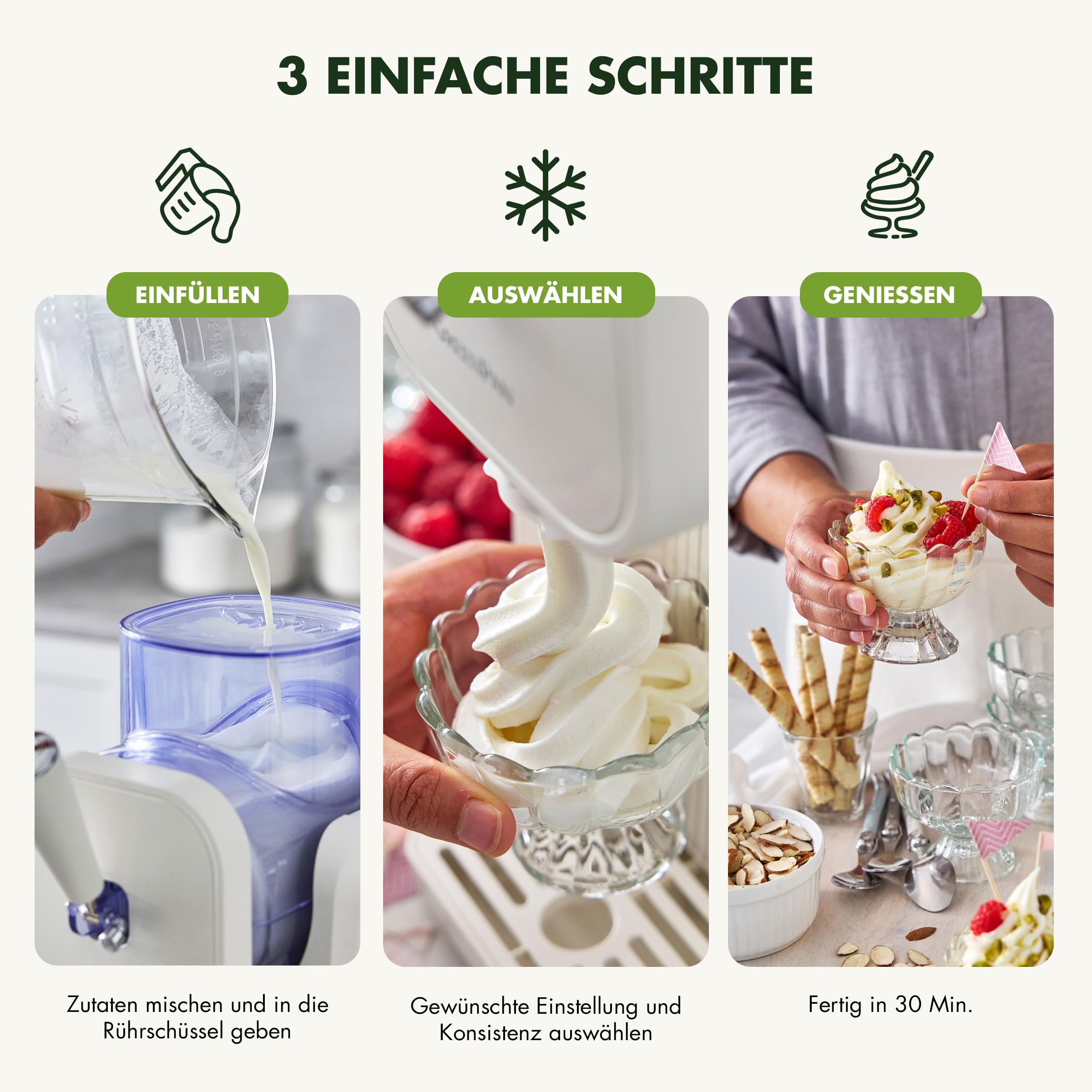 GreenPan Frost Eismaschine & Slushie-Maschine, Softeis, Sorbet, Margaritas, Milchshakes, Gefrorener Joghurt, Kein Vorfrieren, Fertig in 15 Minuten, 6 Modi,7 Texturen,Selbstreinigend,Familiengröße,Weiß