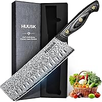Vista 26 de Huusk Juego de 4 cuchillos de carnicero, cuchillo japonés para carne, cuchillo de cocina similar a hacha y cuchillo vikingo afilado para cortar