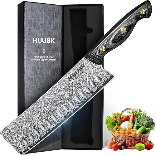 Miniatura 26 de Huusk - Cuchillo Kiritsuke japonés, cuchillo Gyuto, cuchillos de chef japoneses con mango de espiga completa, cuchillos de cocina forjados a mano