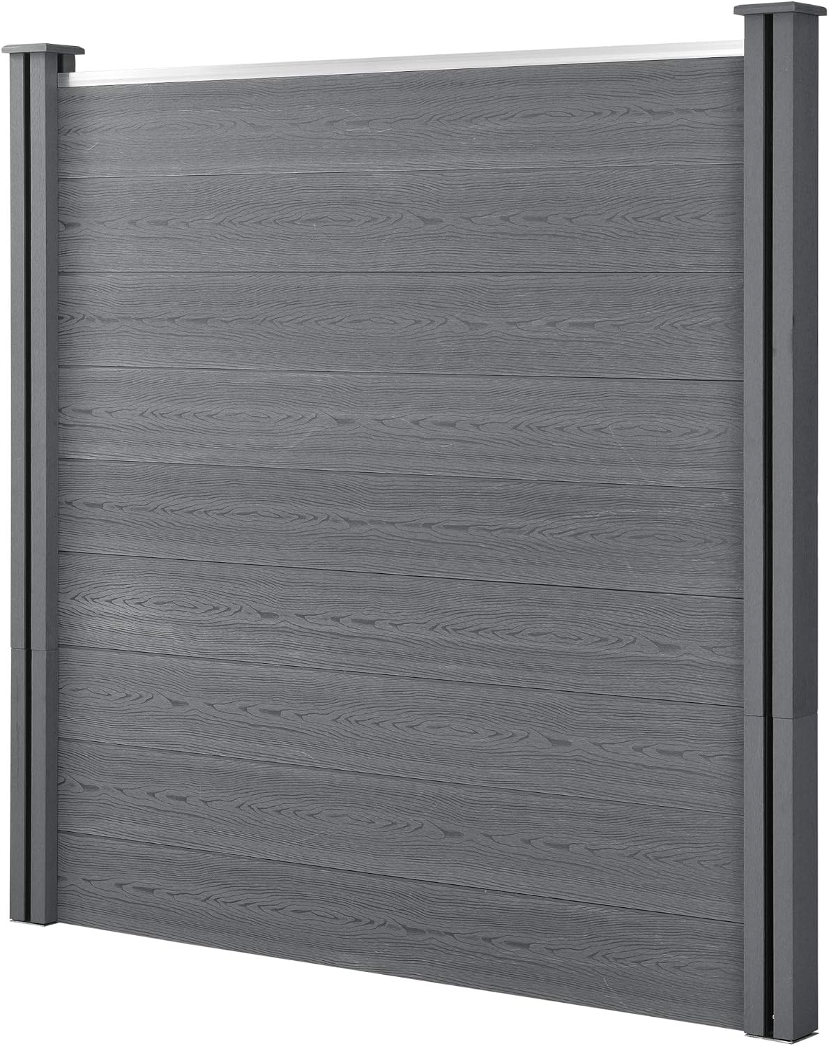 Clôture Demi-cercle Brise-vue En Bois Composite WPC - 3 Panneaux Gris 185x562 Cm, Résistante Aux Intempéries - 8