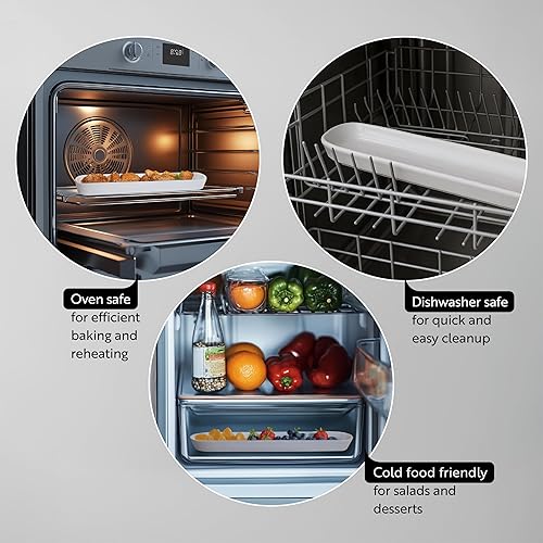 Miniatura 3 de Restaurantware Siluro - Bandeja de oliva de 12 pulgadas, 1 plato de oliva estrecho, apto para microondas, apto para horno, bandeja estrecha de