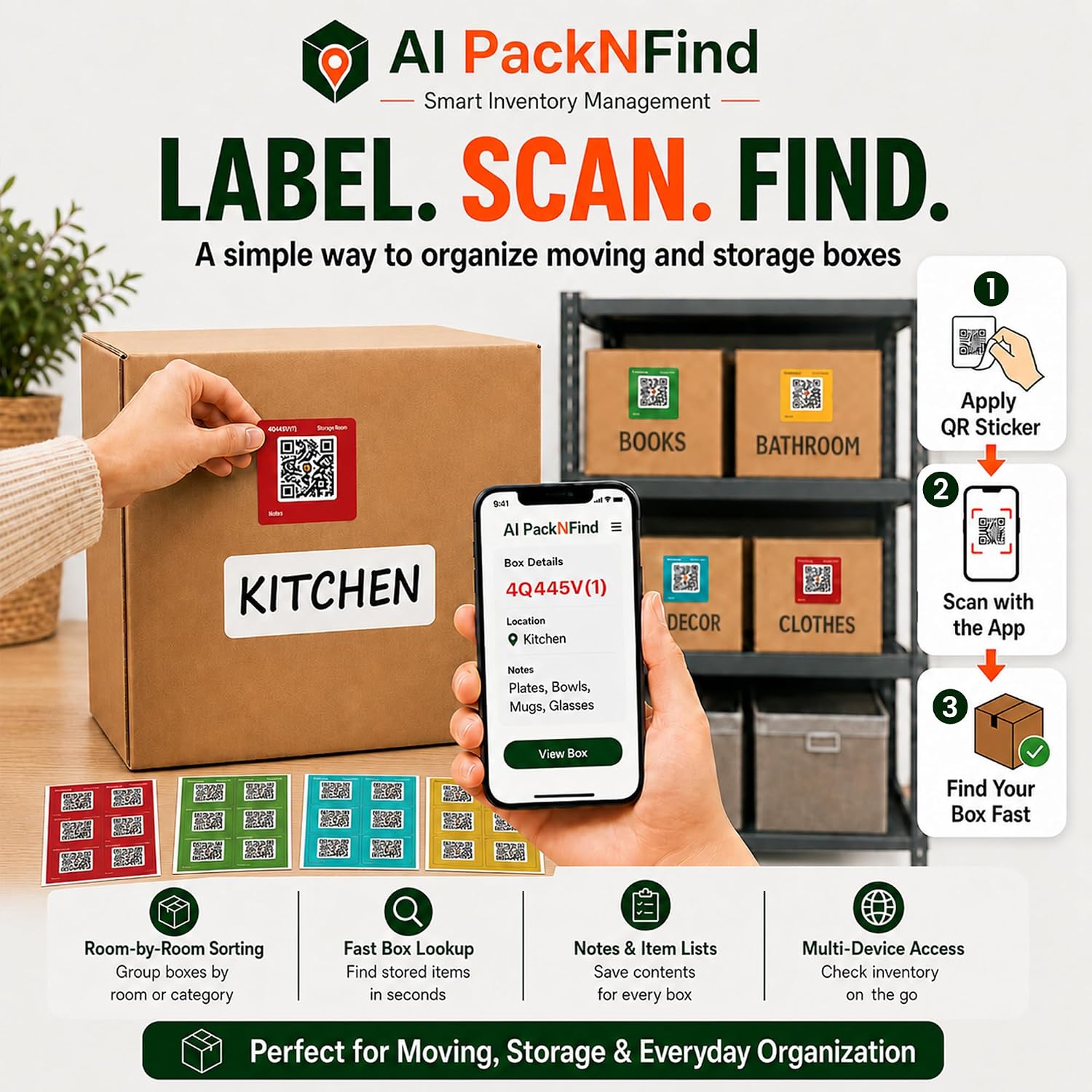 Premium Waterproof QR Code Labels for Storage & Business Use - 48-Pack
