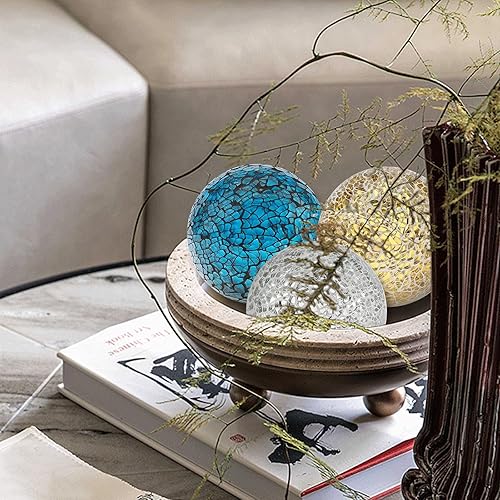 Miniatura 4 de Bolas decorativas para cuencos, bolas decorativas de 3.15 pulgadas, orbes y esferas decorativas agrietadas para rellenos de jarrones, centro de mesa