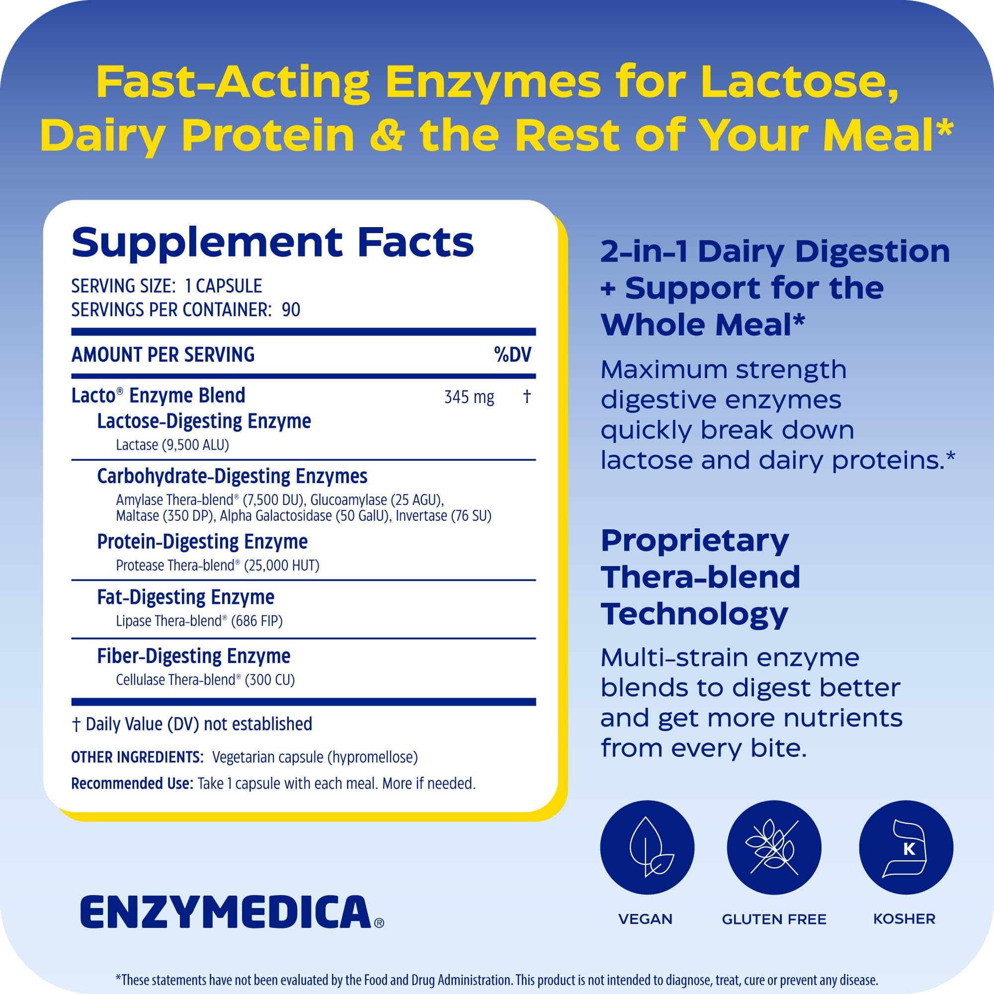 Enzymedica Lacto Digestive Enzymes for Men & Women - 90 Capsules — Amazon image 2