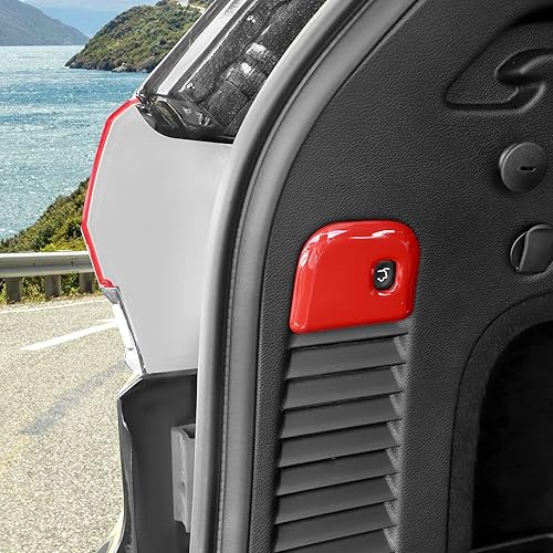 Miniatura 5 de Jimen Compatible con Jeep Grand Cherokee 2011-2020, cubierta de botón para interruptor de maletero (rojo)