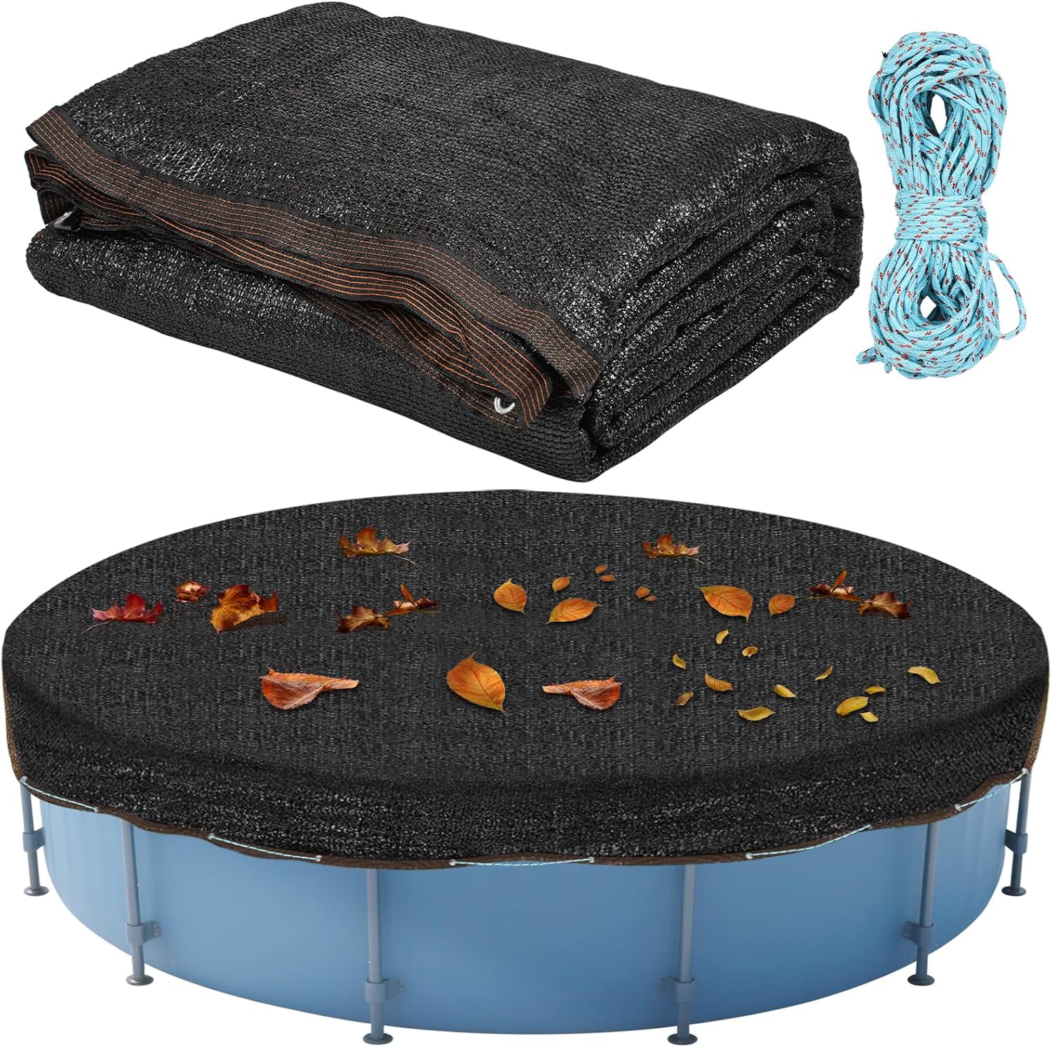 29 X 29 Ft Leaf Net Pool Covers for18-26Ft Round Above Ground Pool, 29ft Winter Pool Mesh Cover with 100FT String Fits 18-26FT Round Above Ground Pools, Cover Size: 29 X 29 FT?Square?