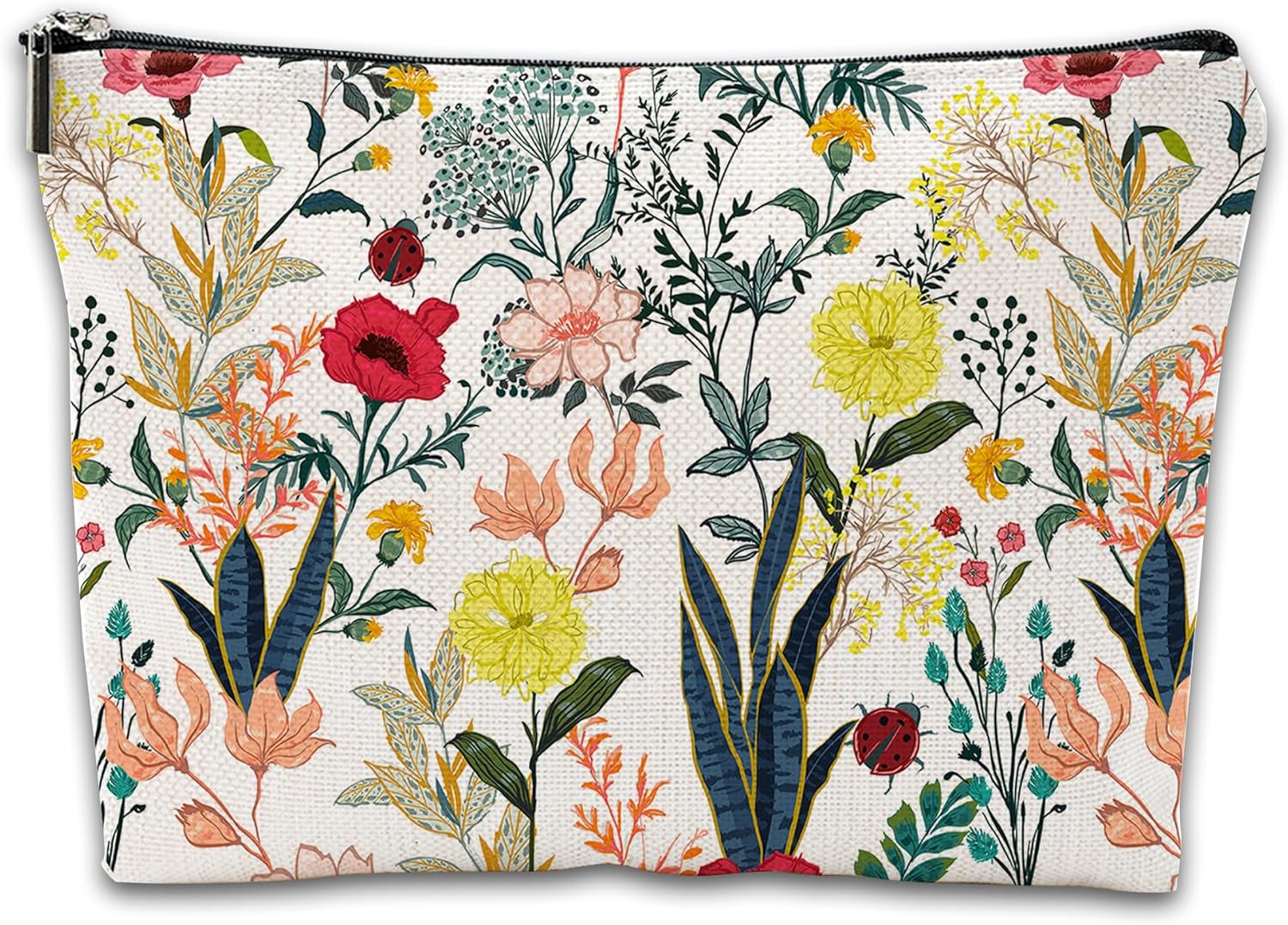 Makeup Bag Blooming Flower Cosmetic Bag Mini Portable Travel Toiletry Bag Organizer Makeup Brushes Aesthetic Accessories Waterproof Storage Bag for Women