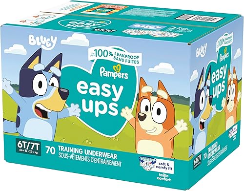 Miniatura 12 de Pampers Easy Ups Bluey - Pantalones de entrenamiento para niños y niñas, talla 6T-7T, 70 unidades, ropa interior para ir al baño