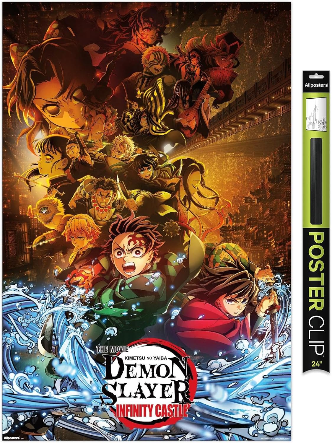 Demon Slayer: Infinity Castle (2025) - Group Key Art Wall Poster, 34L" x 22.4W", Black Framed Version