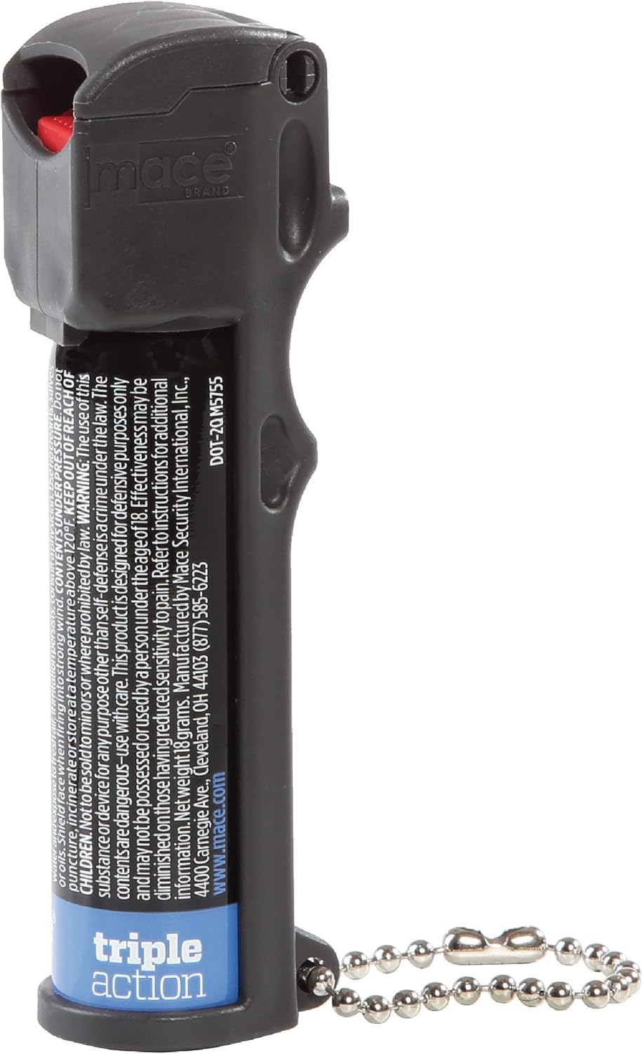 Mace Brand Triple Action Personal Pepper Spray (Black) 12’ Powerful Pepper Spray