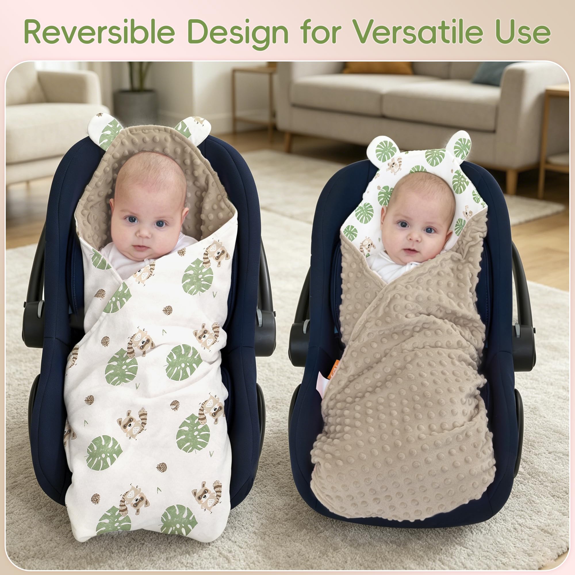 LAT Coperta per Passeggino 90x90cm, Coperta Neonati per Seggiolino Copertina Sacco Ovetto per Tutto l'anno, Cotone Copertina Universale per Passeggino Seggiolino Auto Carrozzina (Procione)