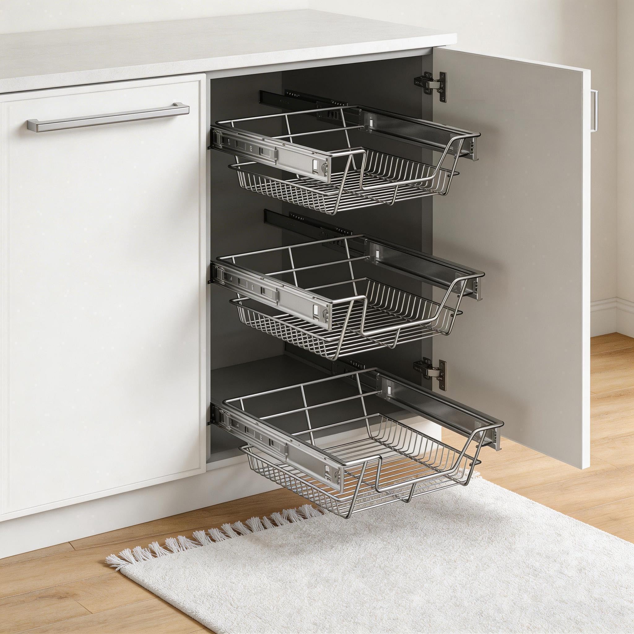 YRHome 2 cassetti da cucina, scaffalatura telescopica, per camera da letto, armadio, armadio, cucina, estraibile, cassetto estraibile, cassetto da cucina, scaffale adatto per armadi da 50 cm