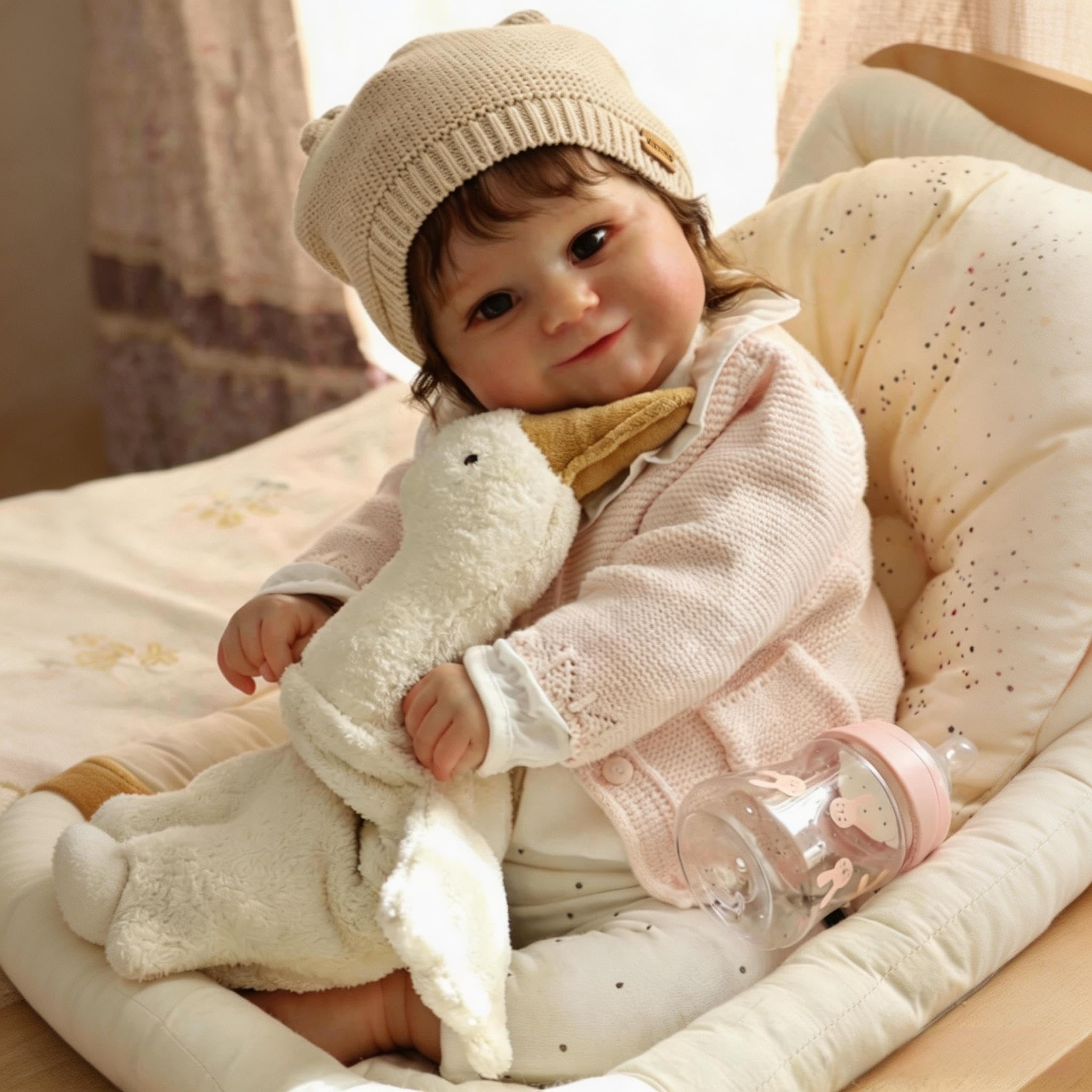 RXDOLL Realistische Reborn-Babypuppen für Mädchen, weicher Vinyl-Stoffkörper, 61 cm, lebensechte Babypuppen, die echt aussehen, Silikon-Babypuppen mit verwurzeltem Haar für Kinder ab 3 Jahren