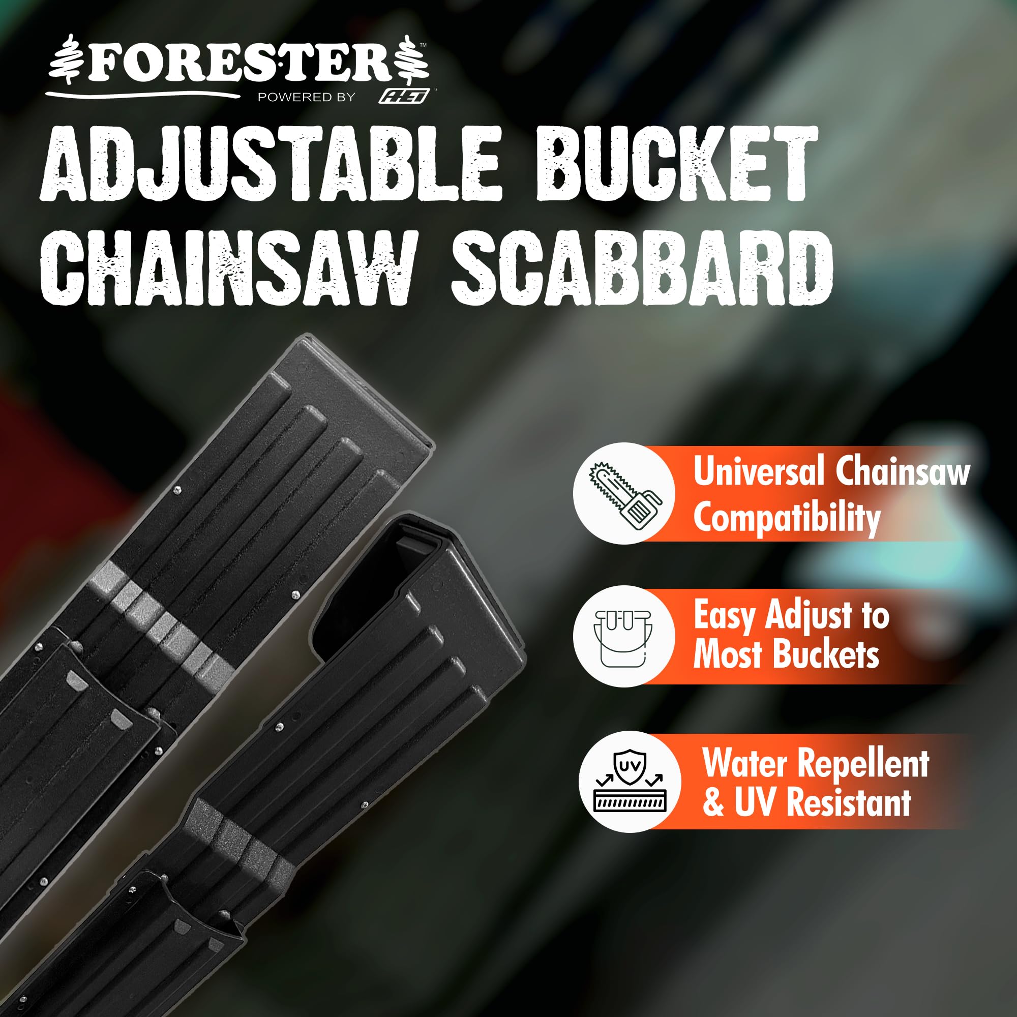 FORESTER Vaina ajustable para motosierra de cubo con soporte para sierra de mano, soporte para motosierra para accesorios de camión cubo