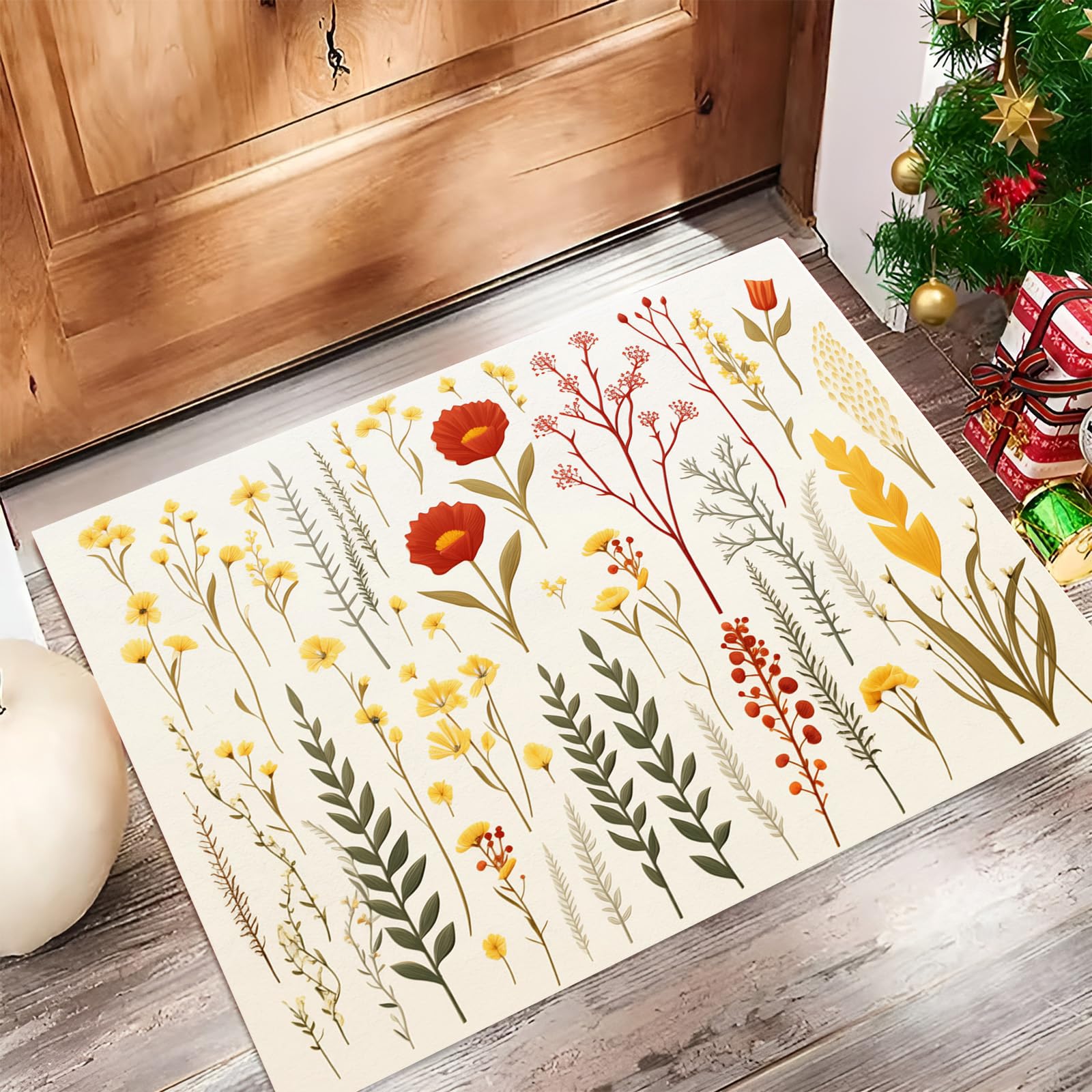 Tapis entrée pour porte couloir et balcon grand paillasson intérieur fleurs