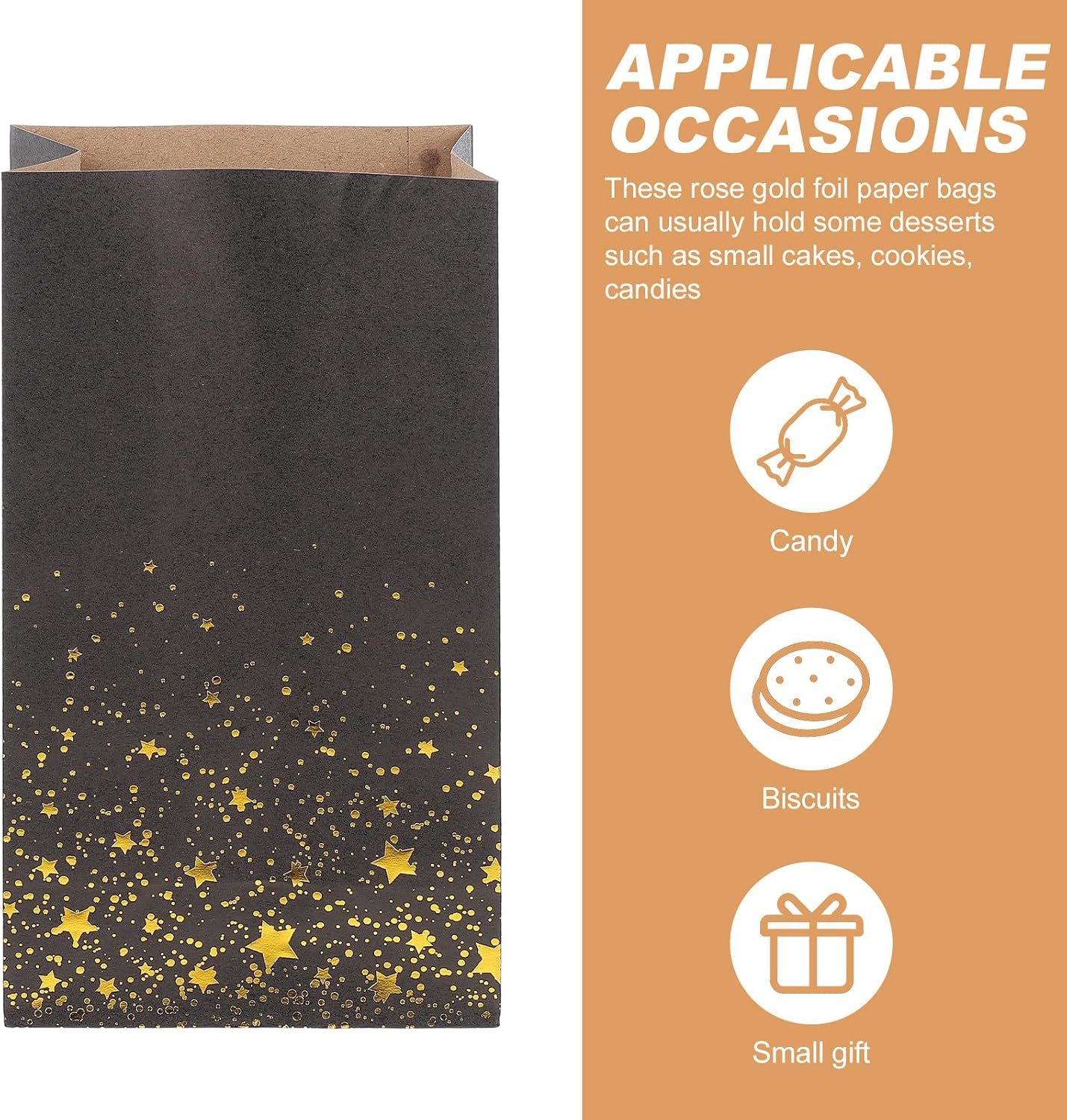 DEARMAMY Kraft Paper Gift Bags 20pcs Black Candy Bags Xmas image 5