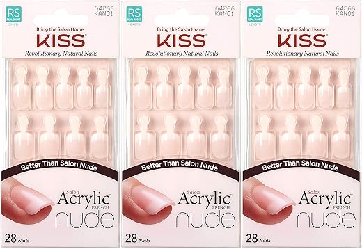 Kiss Salon Acrylic Nude French Nails 28 Count (Breathtaking) (3 Pack)
