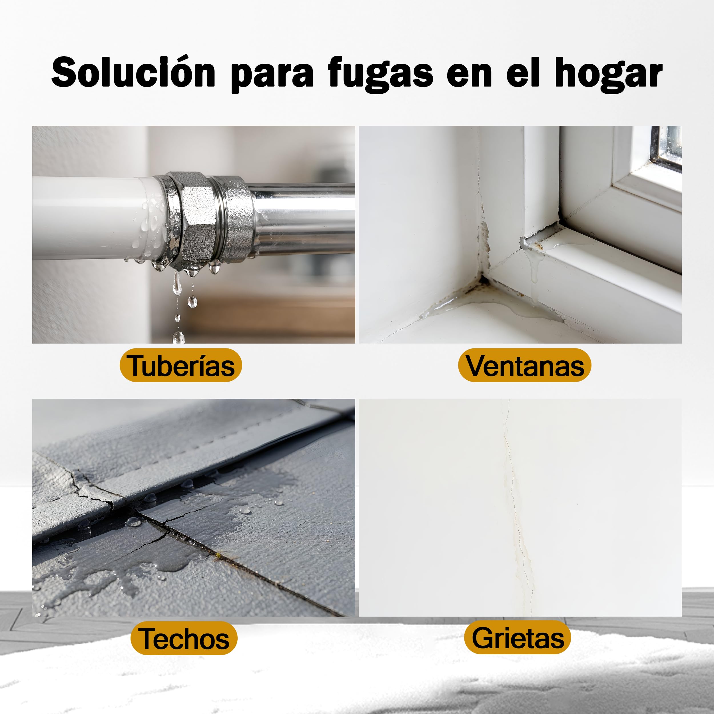 Etrexonline Spray Sellador Impermeable Blanco 400 ml, para Grietas y Fugas, Secado Rápido, Alta Adherencia, para Metal, Madera, PVC y Cemento, Uso Interior y Exterior, 4 x 400 ml
