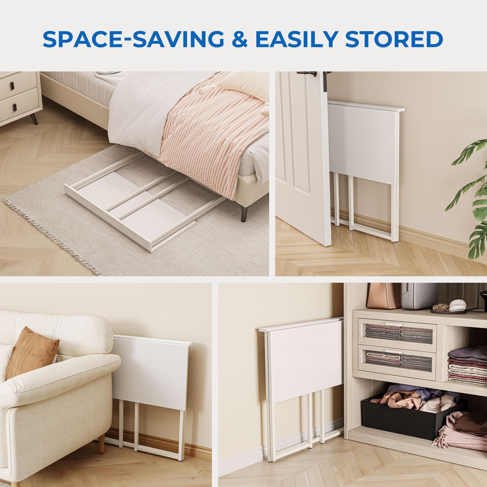 Moziel Scrivania Pieghevole, Scrivania per Casa e Ufficio per piccoli spazi, 80 x 45 x 74 cm Tavolo da Studio Porta PC Stabile e Salvaspazio