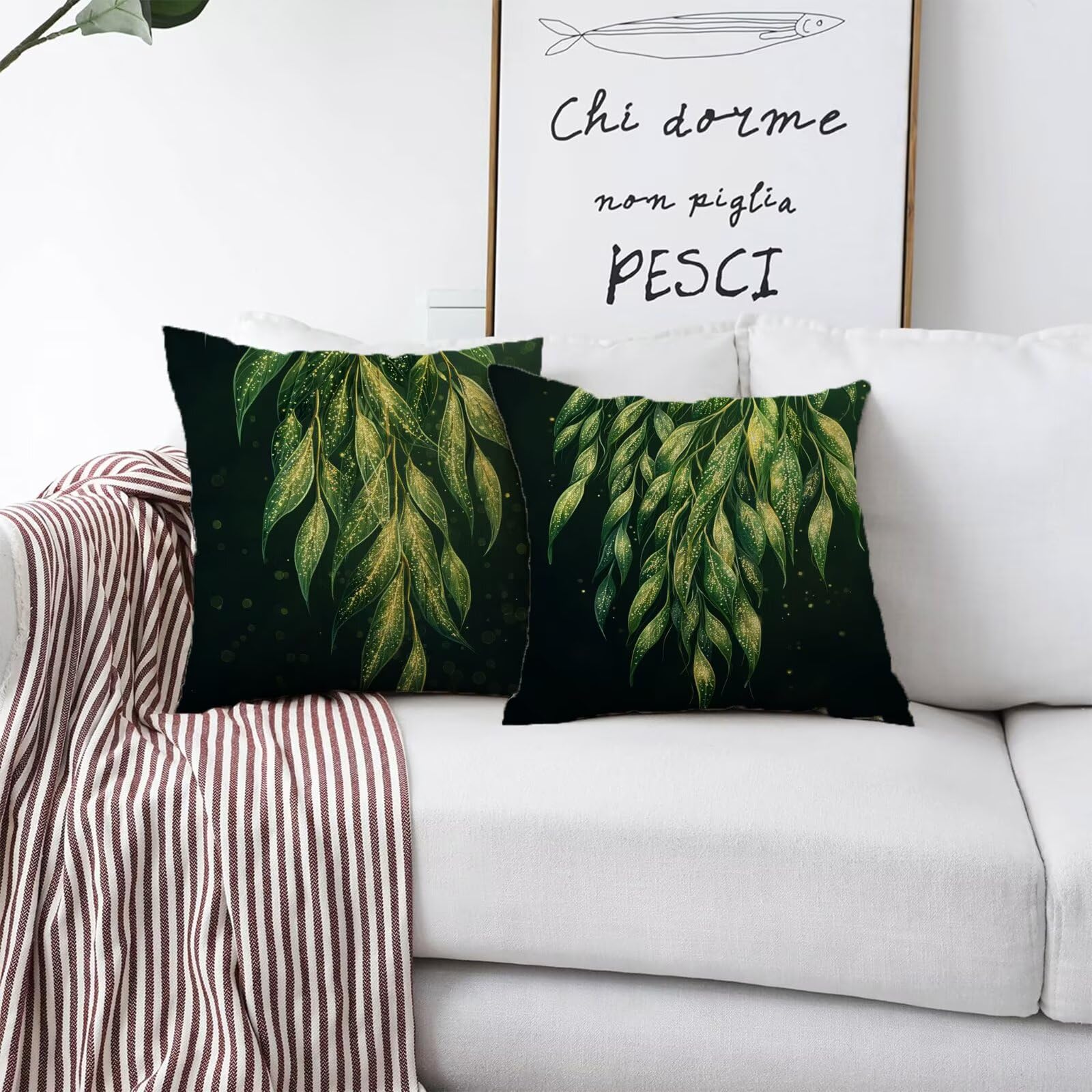 4 Stück Kissenbezüge 50x50cm, Grün Samt Zierkissenbezug Schwarz Couch Zierkissenbezug, Exquisiter Deko Kissenbezüge für Deko Wohnzimmer, Sofa Schlafzimmer Couch. CX-2414