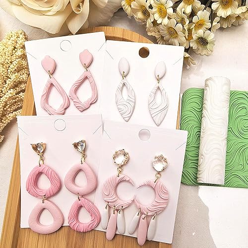 Miniatura 4 de Rodillo de textura de arcilla polimérica de 3 piezas, funciona con cortadores de arcilla polimérica para manualidades, aretes, joyería, suministros