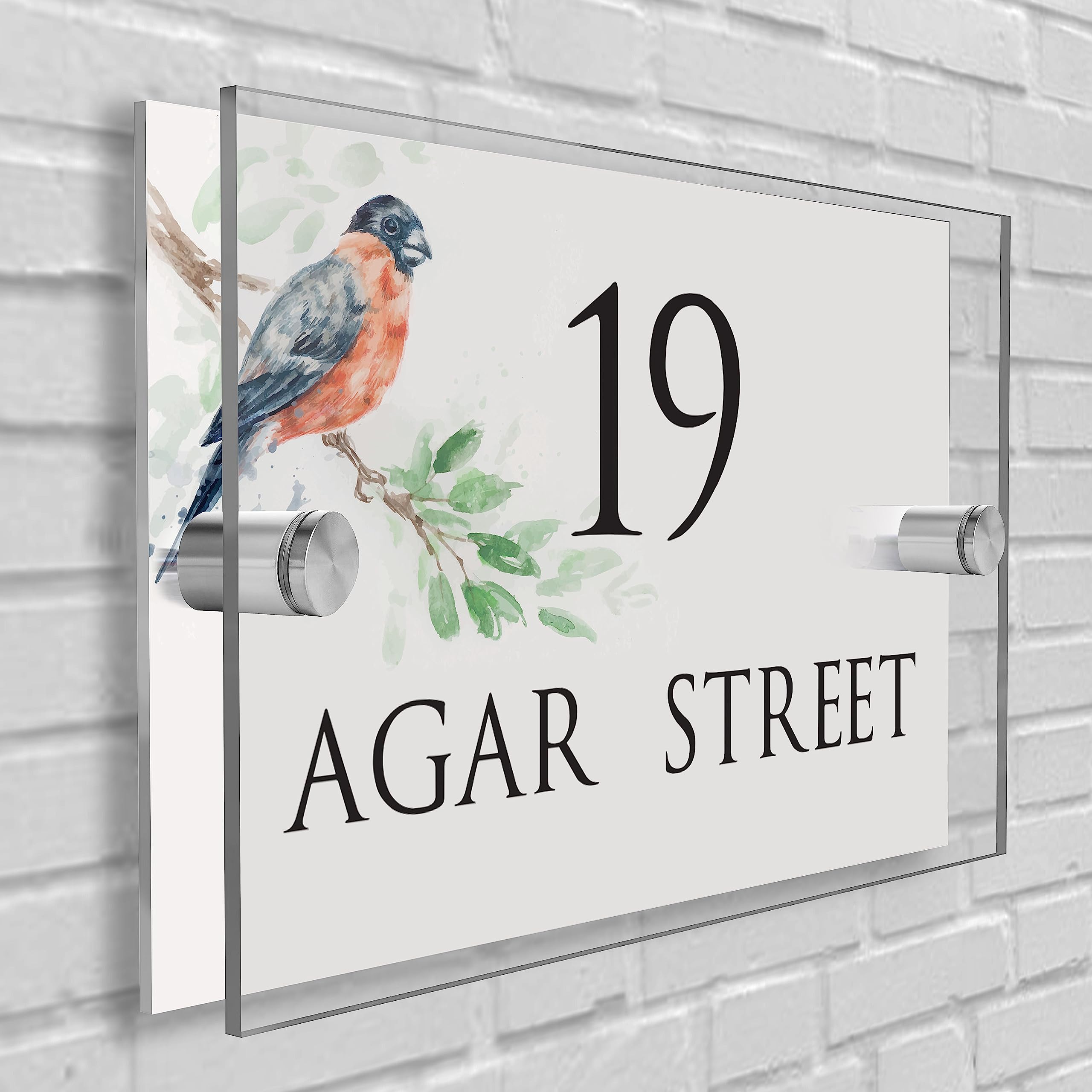 House Sign Plaque Personalised Door Number Street Glasss Effect Acrylic I House signs personalised door number plaque for wall outside I Rectangle Shape (Design 15)