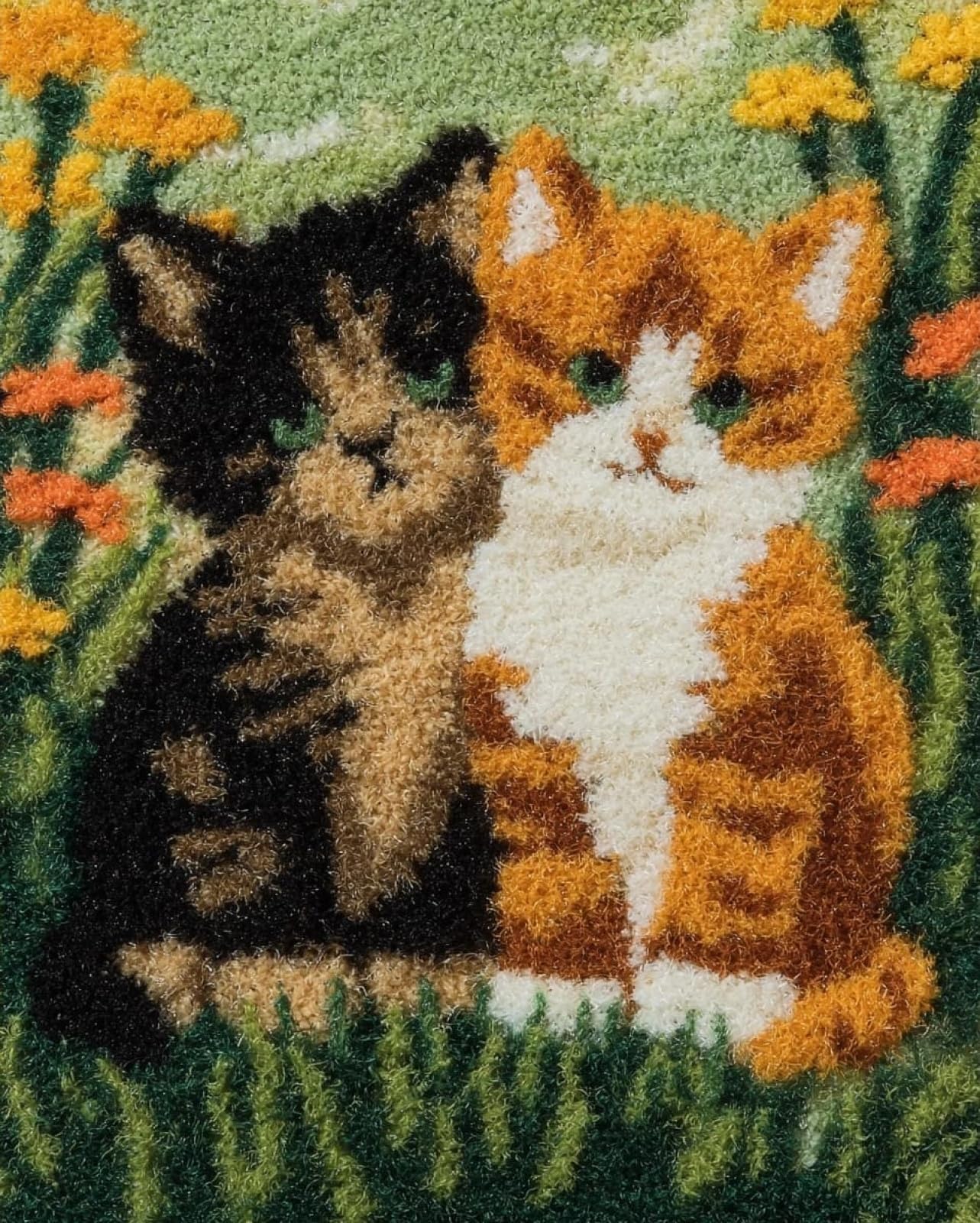 Wallphantom Latch Hook Crafts Kits for Adults,Two Cats in the Grass