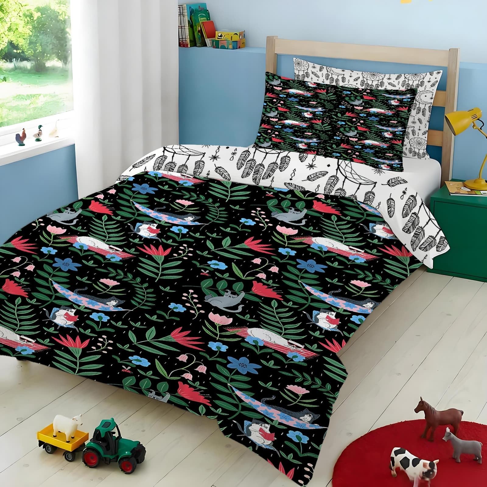 Housse de couette 200x200 cm anti-glissement avec fermeture éclair