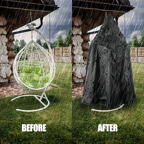 Miniatura 6 de HOMEE Funda para silla de huevo colgante de patio 420D con cremallera, 75 pulgadas de alto x 45 pulgadas de profundidad, fundas duraderas para