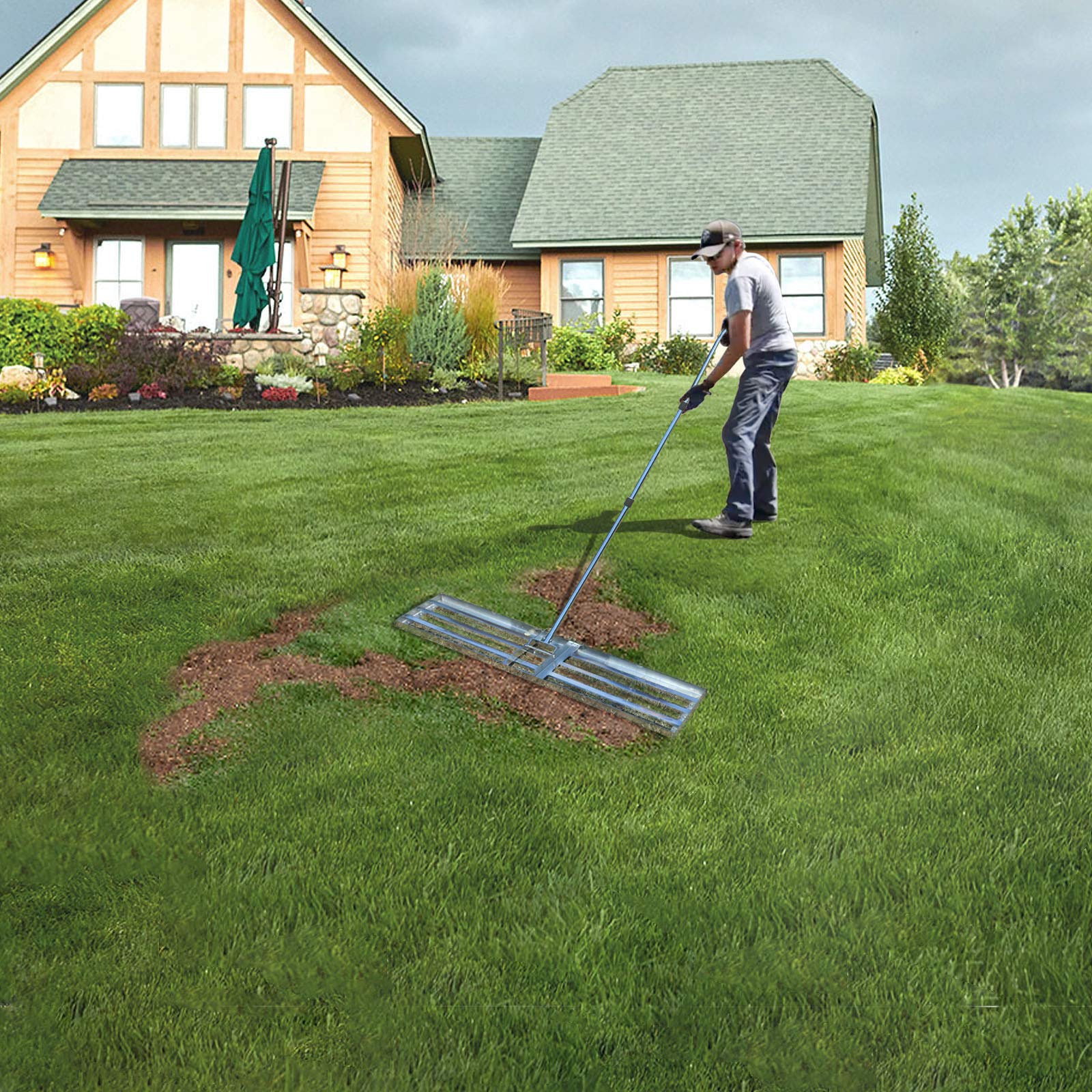 Scalebeard Lawn Leveling Rake - 7 Foot Stainless Steel Leveling Tool For Grass & Soil