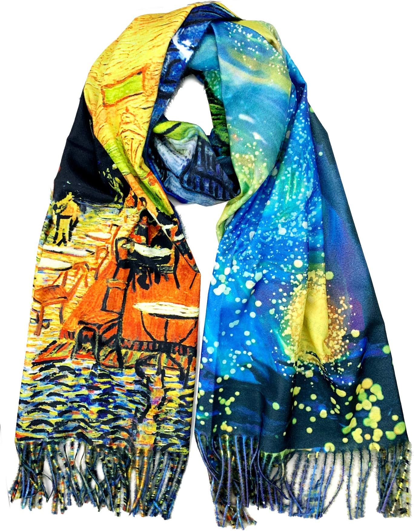 Super Soft Cashmere Feel Double Sided Reversible Art Shawl Scarf Van Gogh Monet Klimt Inspired