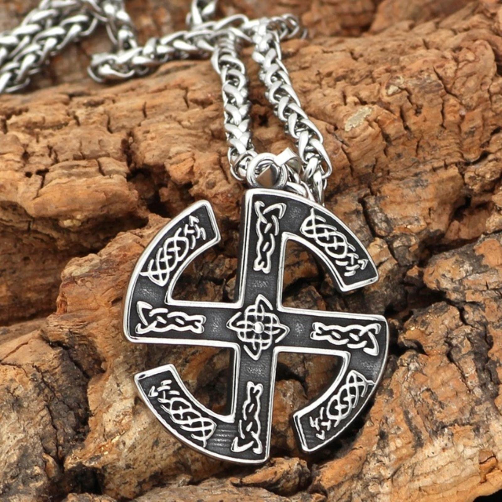 Hcma Men's Silver Retro Mythical Viking Slavic Logo Rune Pendant Zinc And Wo's Necklaces Nordic Amulet Jewelry Gift