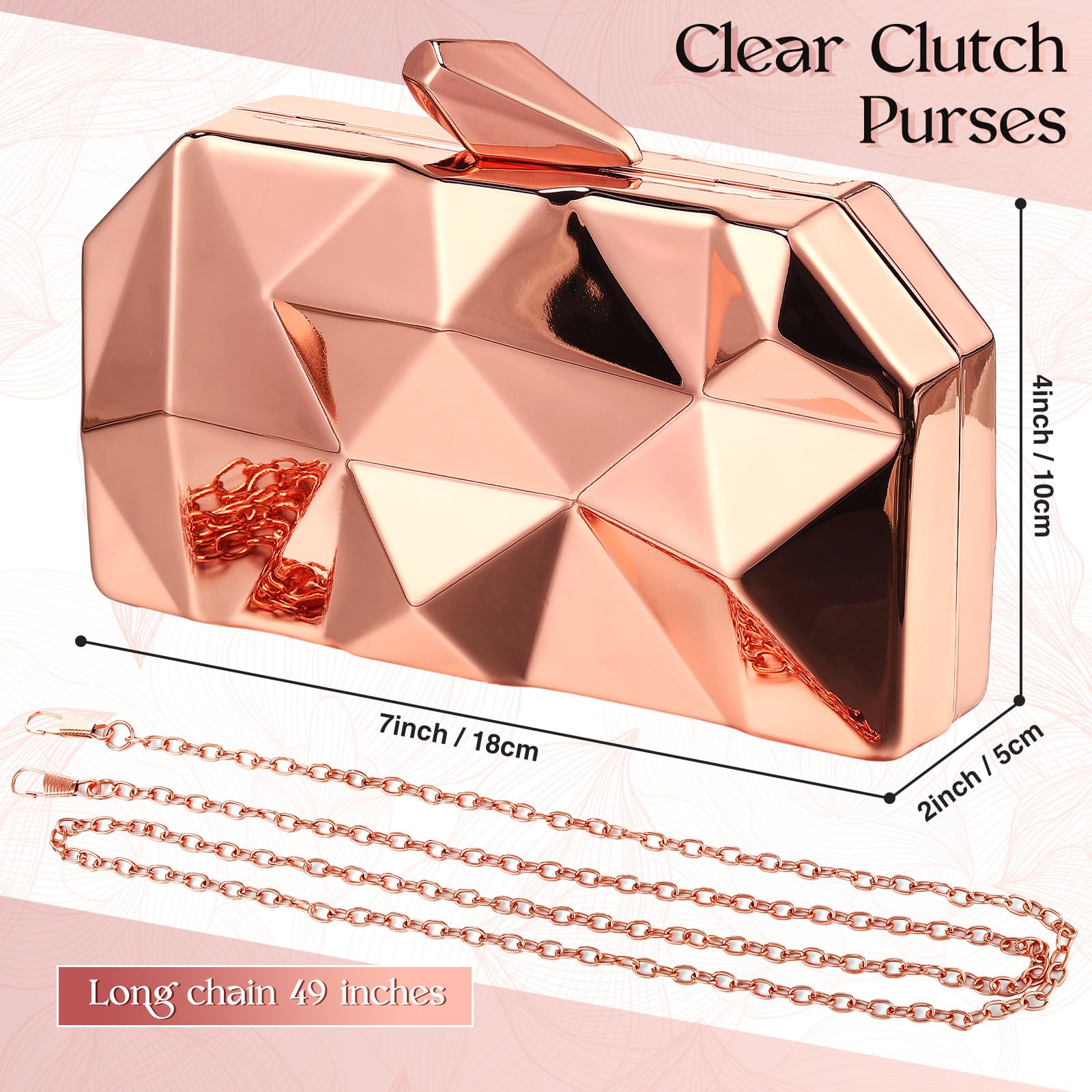 5 Pcs Clutch Purse for Women Evening Prom Purses Metallic Handbag for Valentines Wedding Banquet Retro Jewelry Set