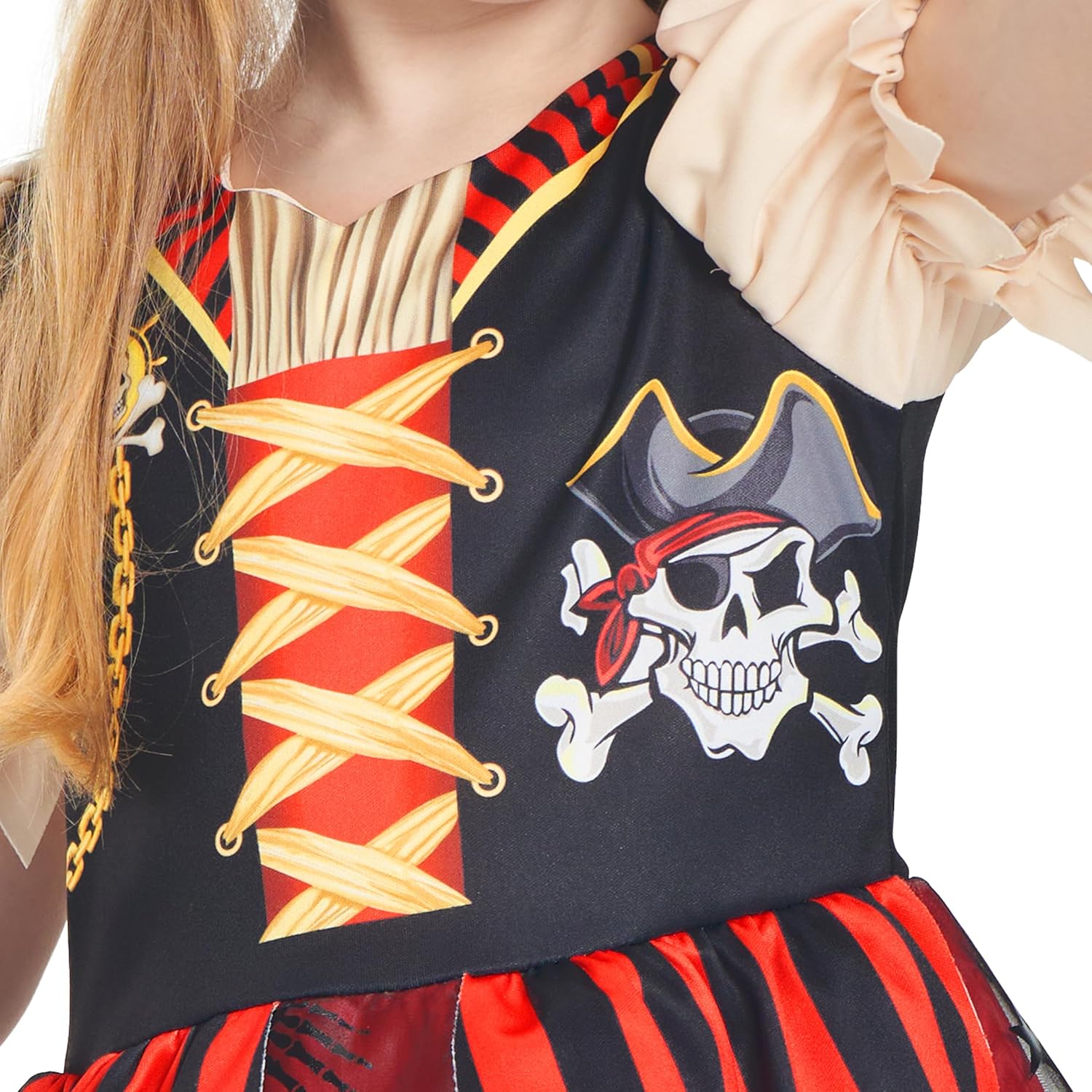 Pirate Costume for Kids Girls with Hat Accessories, Pirate Outfit Party Favor Buccaneer Fancy Dress Halloween