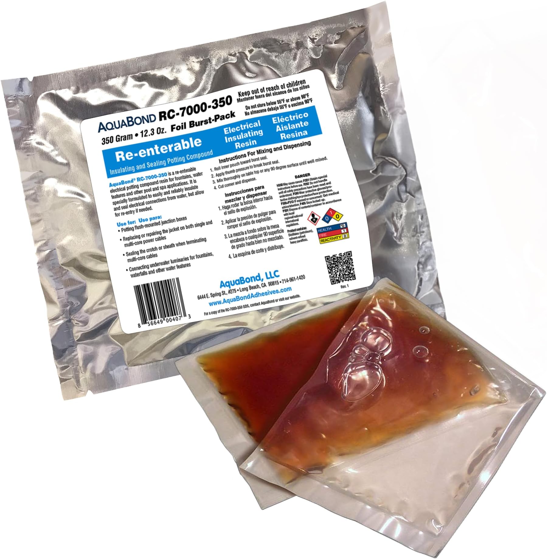 Underwater Electrical Insulating Resin | Conductive Waterproof Electronic Potting Compound for Pool, Spa, and Fountain | Easy DIY | Re-Enterable Waterproof Epoxy | RC-7000-350 (12.3 oz)