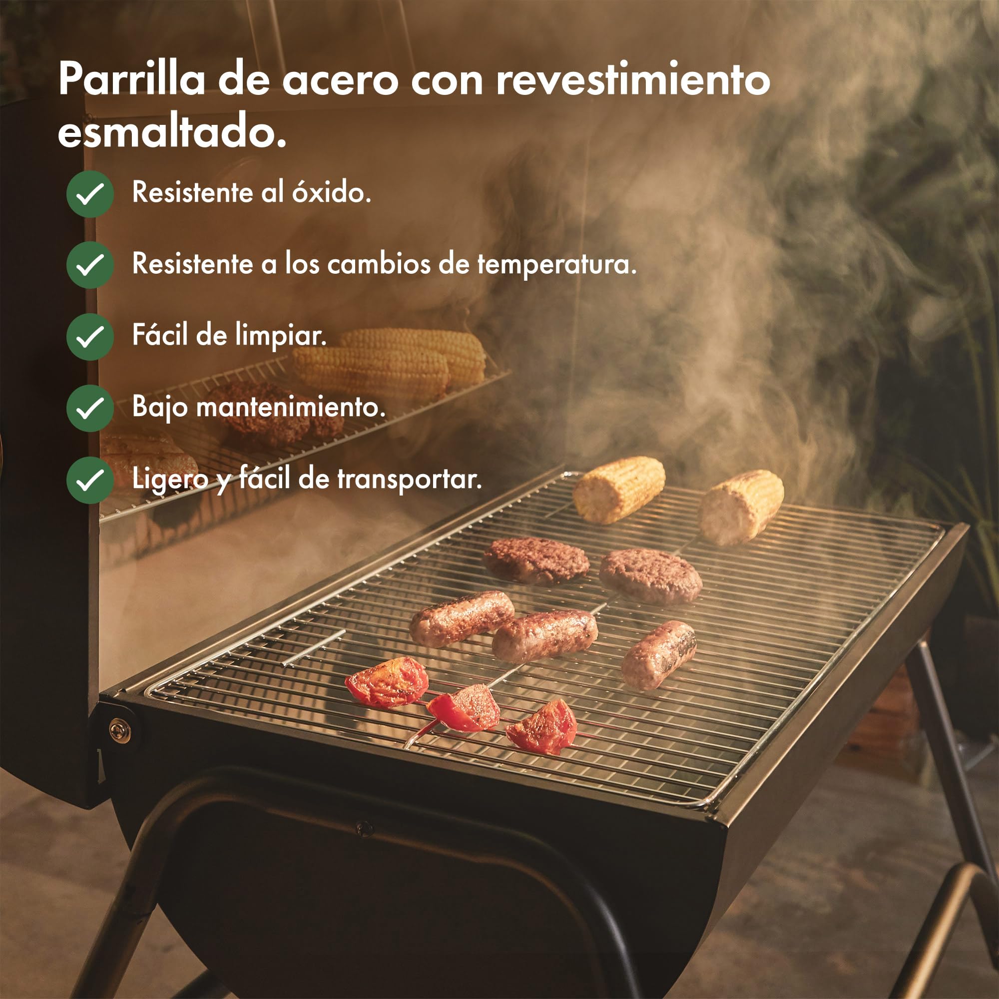 VonHaus Barbacoa de Carbón – Barril Portátil con Rejilla Calentadora, Medidor de Temperatura, Ruedas, Parrilla de Cocción y Respiraderos – 2 en 1 Barbacoa y Ahumador – Asa Carne, Pescado y Verduras