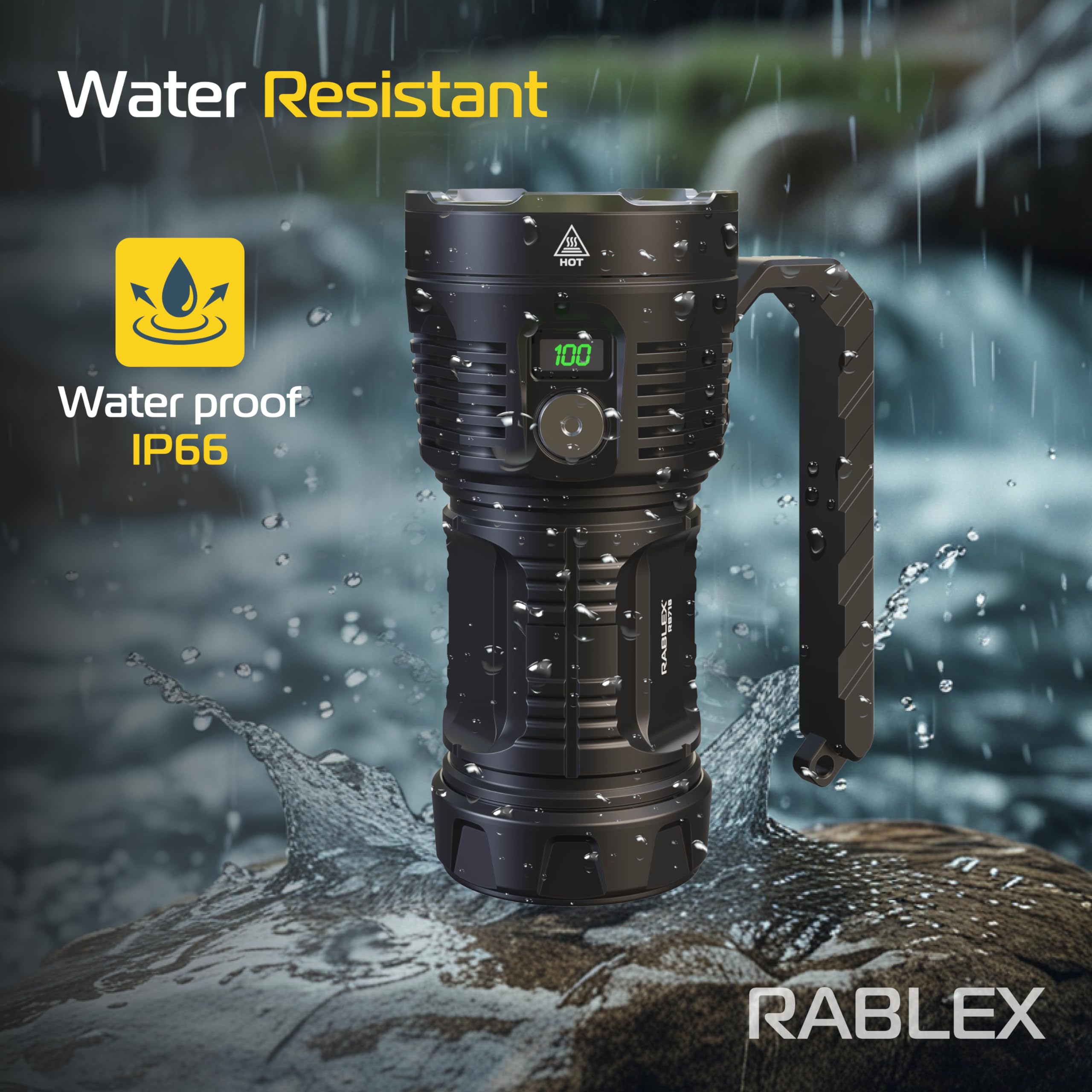 RB718 LED Handkurbel Taschenlampe, USB aufladbar Handscheinwerfer, USB Aufladbare Kopflampe mit Hoher Leistung Akku, Mehrere Modi Stirnlampe für Camping Outdoor Arbeit [Energieklasse A+++]