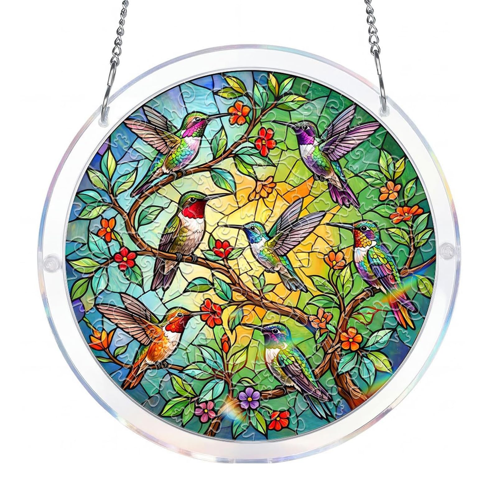 Acrylic Puzzle Window Hanging,7.4-Inch Acrylic Puzzles Suncatcher,Butterflies in Blooms,Suncatcher Window Hanging, Acrylics Jigsaw Puzzle Suncatchers,DIY Suncatcher Kits for Birthday Home Decor F