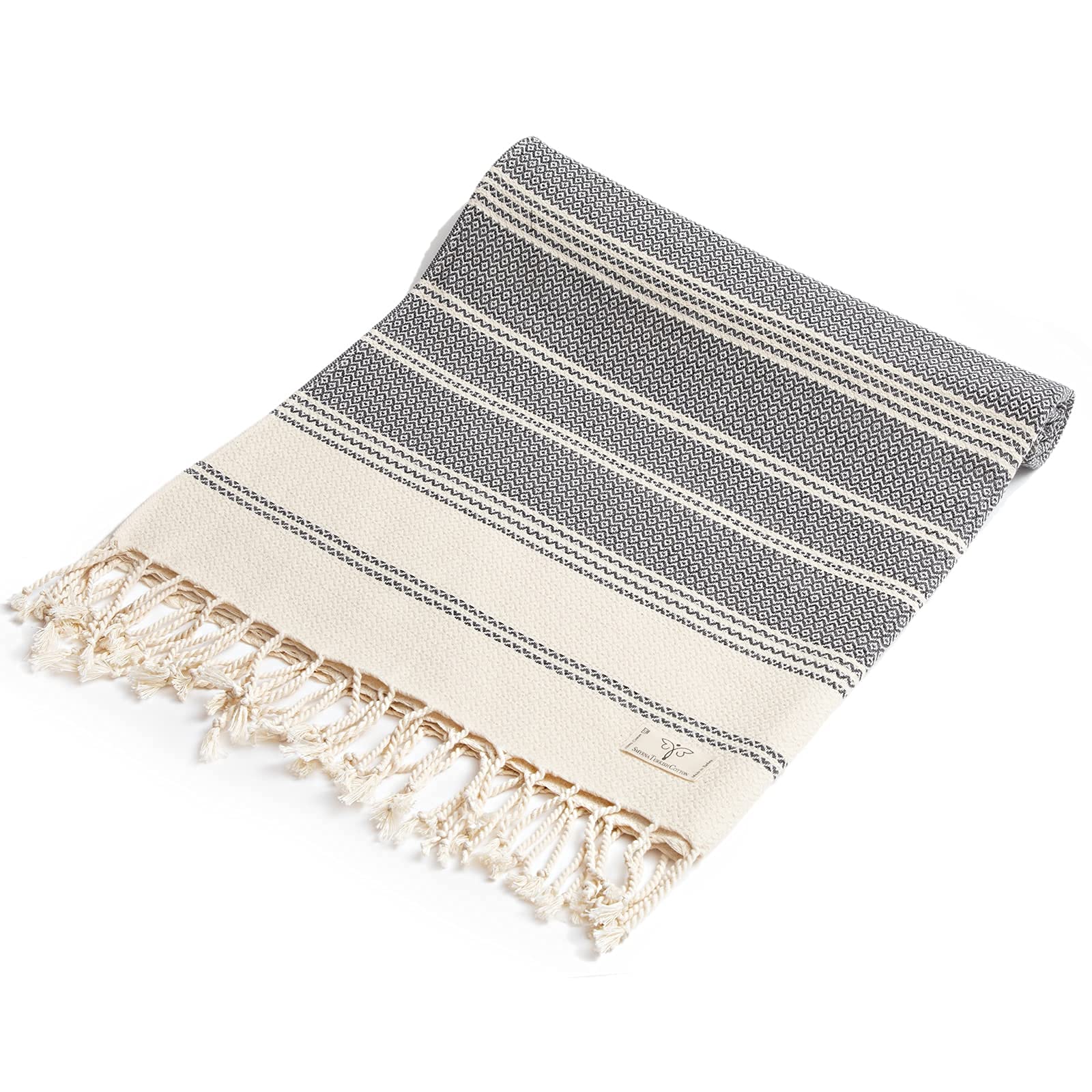 SMYRNA TURKISH COTTONSMYRNA TURKISH COTTON Anatolian Series Original Turkish Beach Towel | Prewashed, 37 x 71 Inches | Peshtemal and Turkish Bath Towel for SPA, Beach, Pool, Gym and Bathroom, Dark Gray