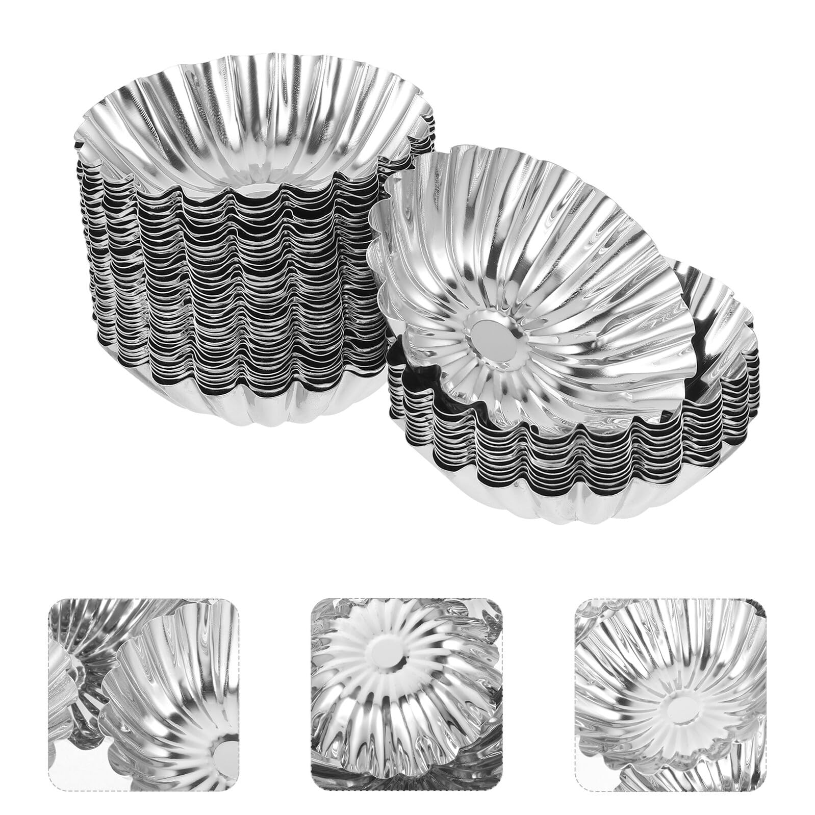 50 piezas Molde para Tartas Huevo Acero Inoxidable Reutilizables para Muffins Pudding y Repostería Casera Alta Conductividad Térmica